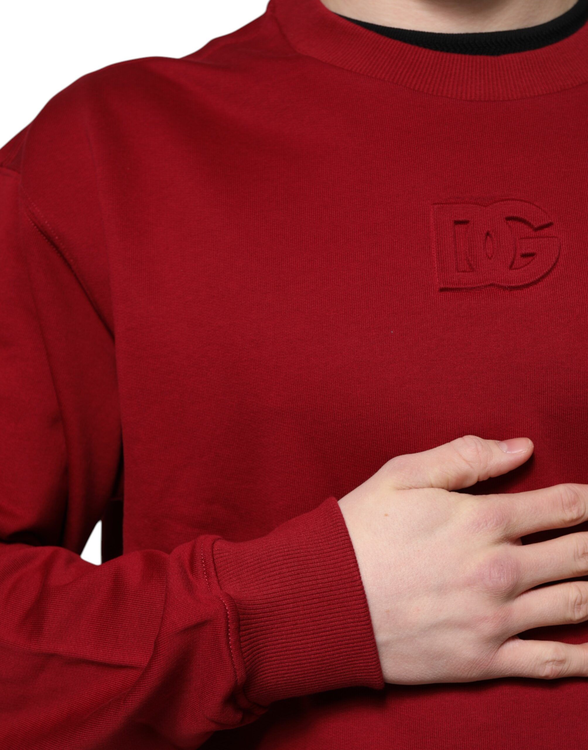 Embossed Logo Cotton Crew Neck Men's Sweater - Dolce & Gabbana - Modalova