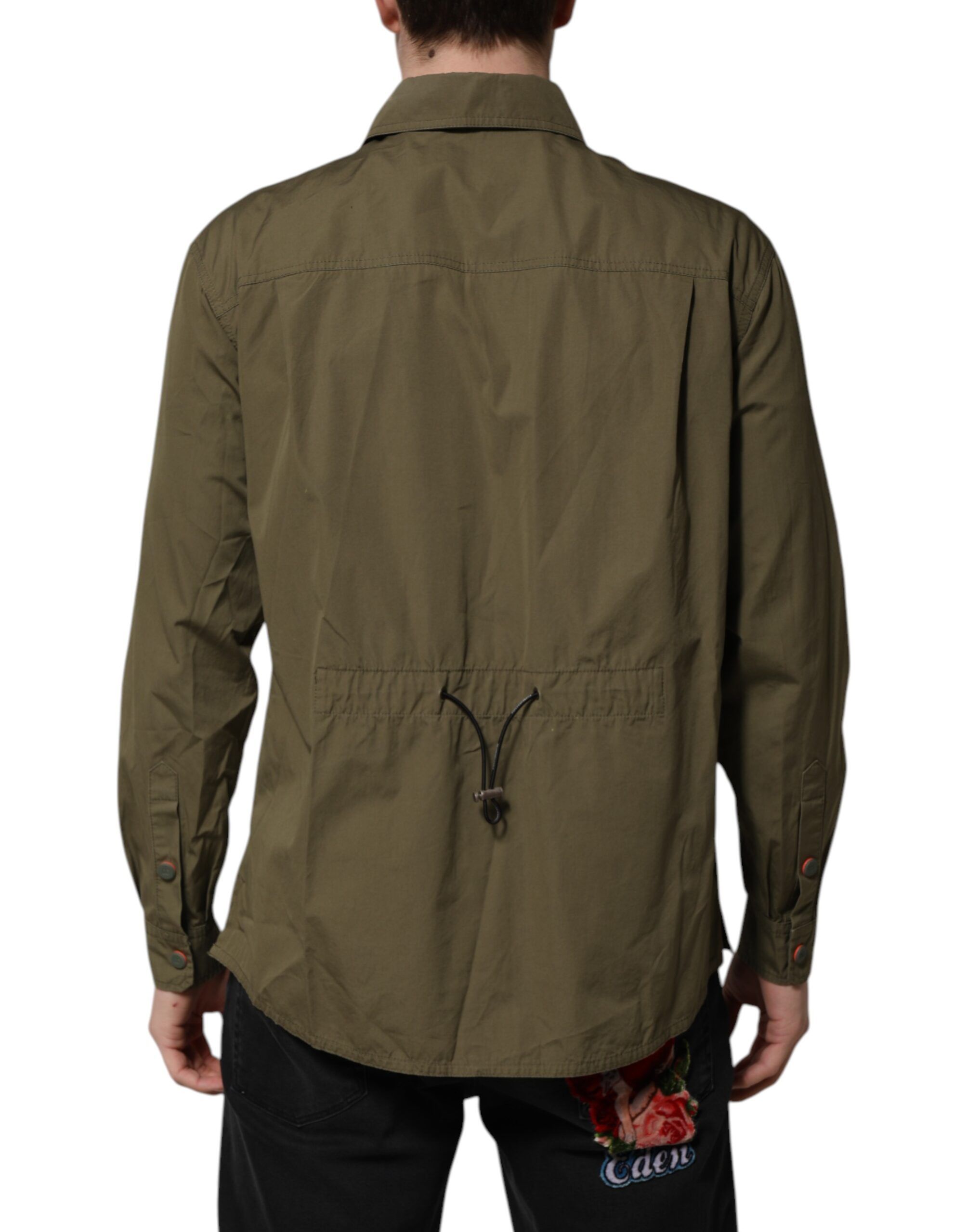 Army Green Button Down Long Sleeves Men's Shirt (Pre-Owned) - Dolce & Gabbana - Modalova