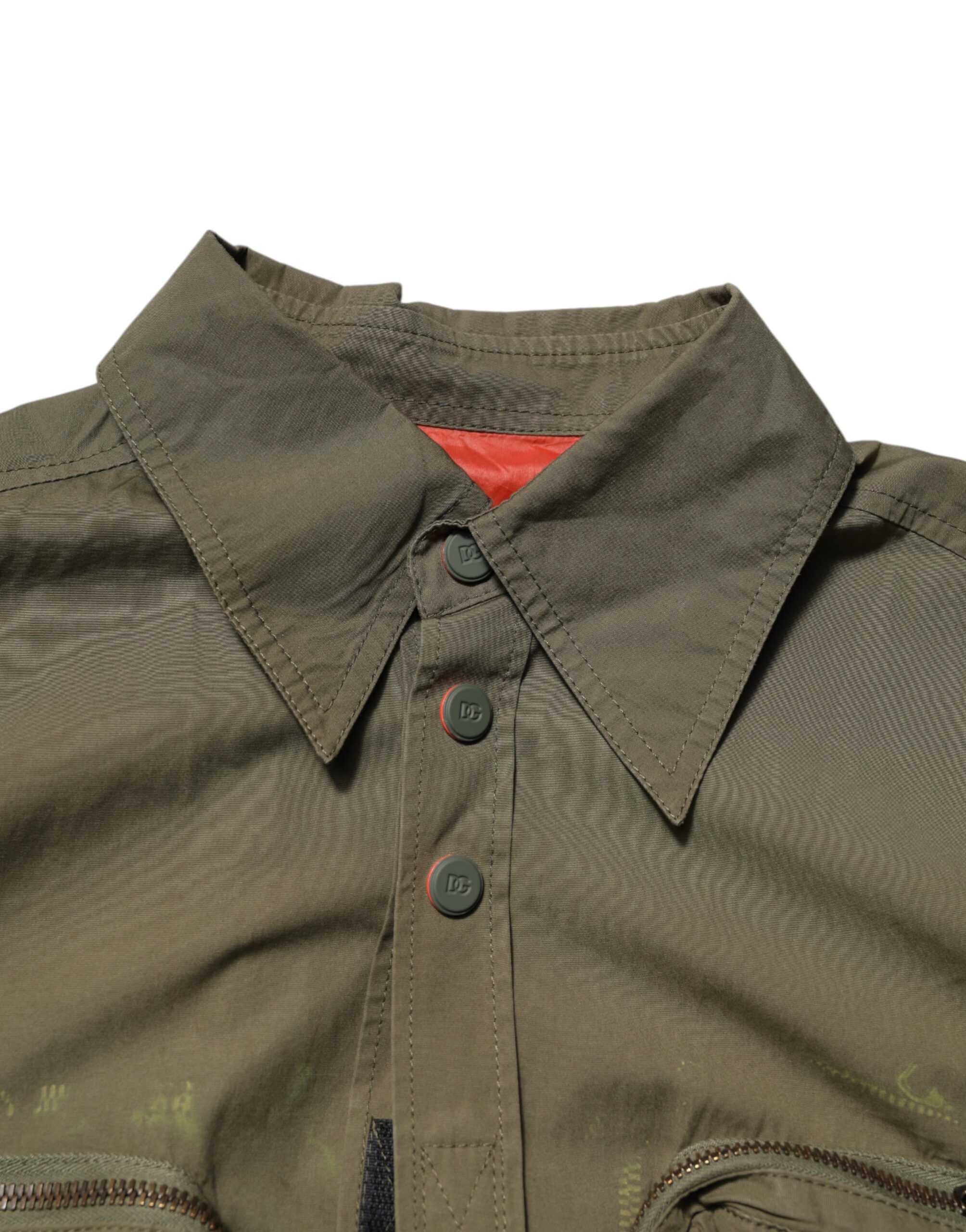 Army Green Button Down Long Sleeves Men's Shirt (Pre-Owned) - Dolce & Gabbana - Modalova