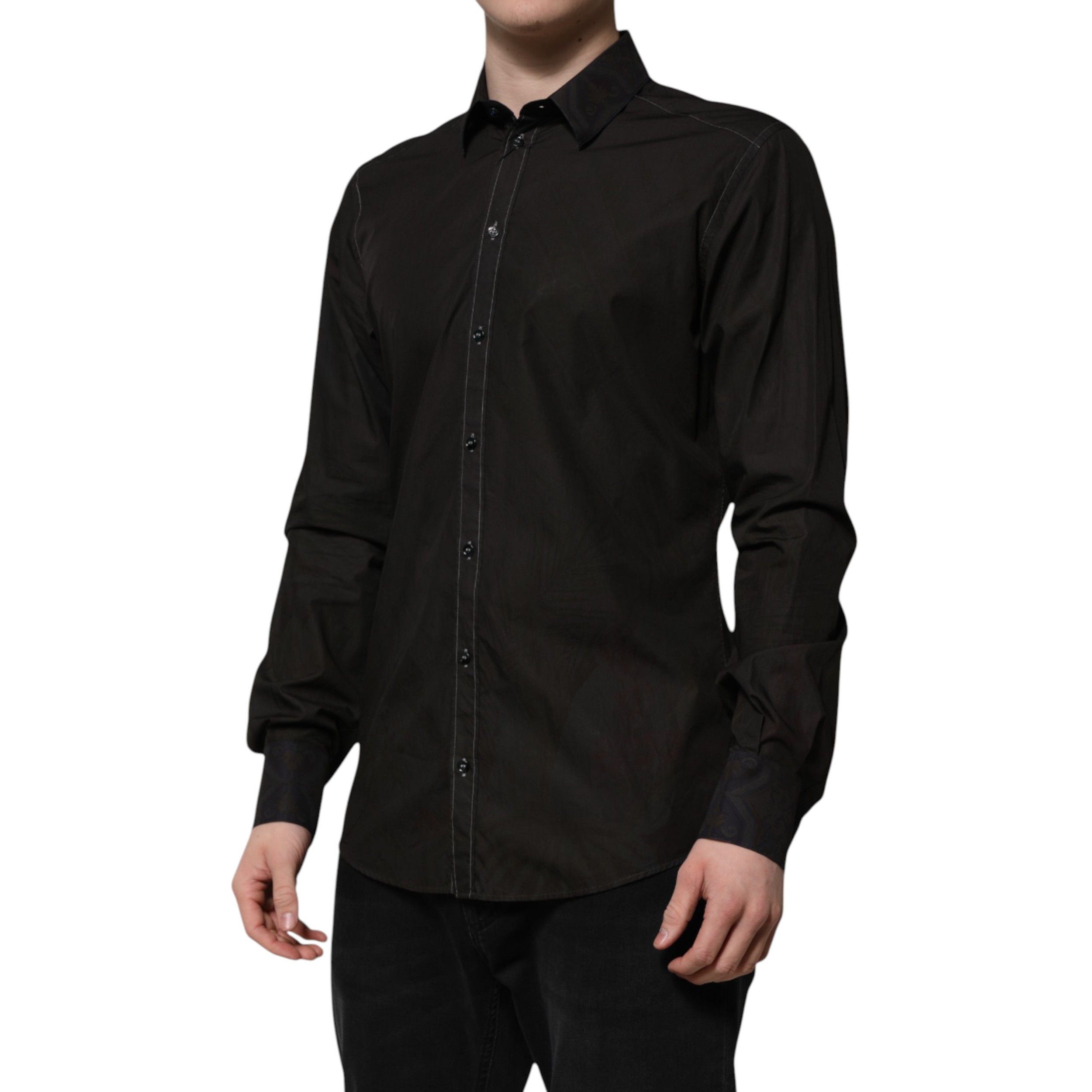 Cotton Jacquard GOLD Collar Dress Men's Shirt - Dolce & Gabbana - Modalova
