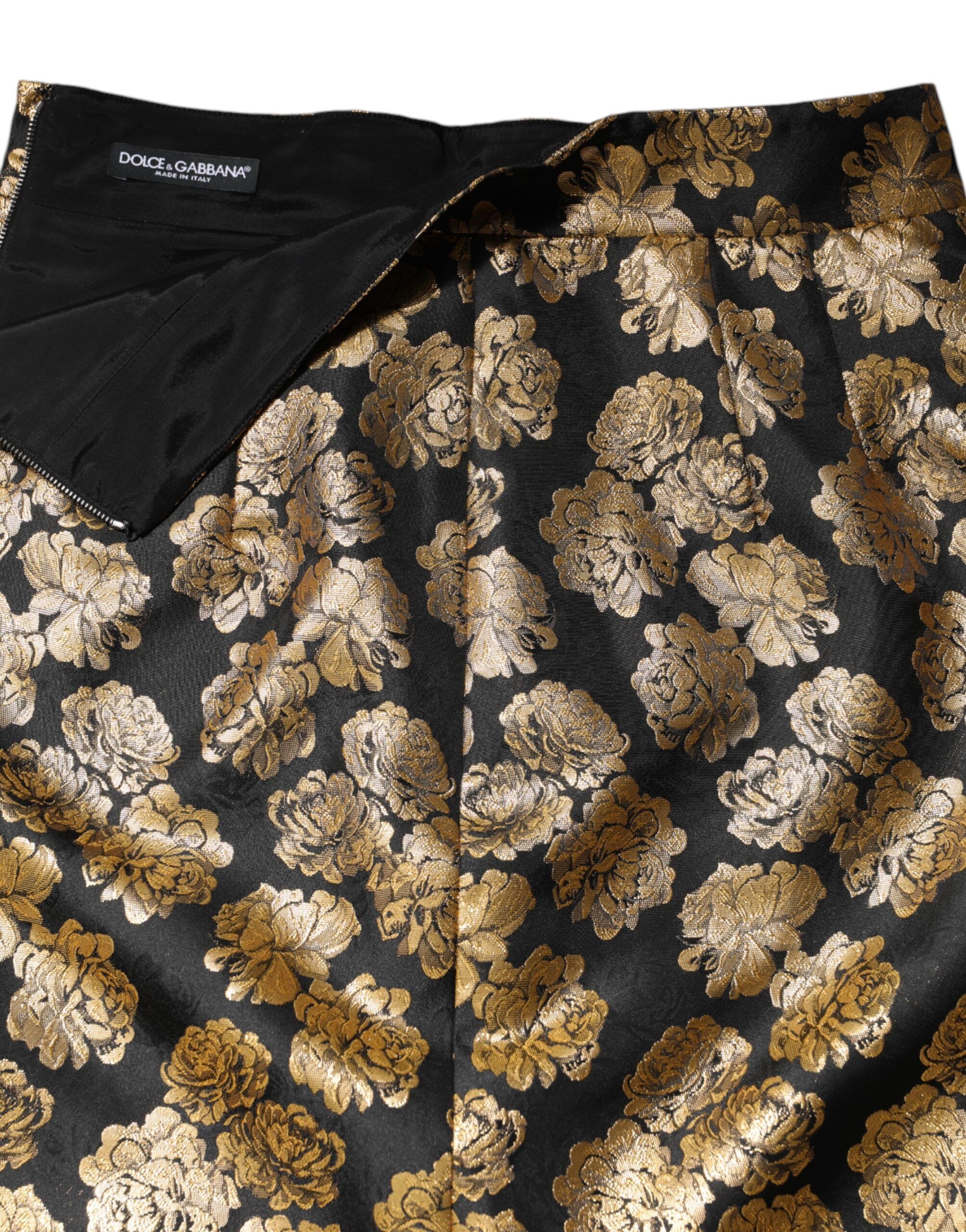 Black Gold Floral Print Jacquard Mini Women's Skirt - Dolce & Gabbana - Modalova