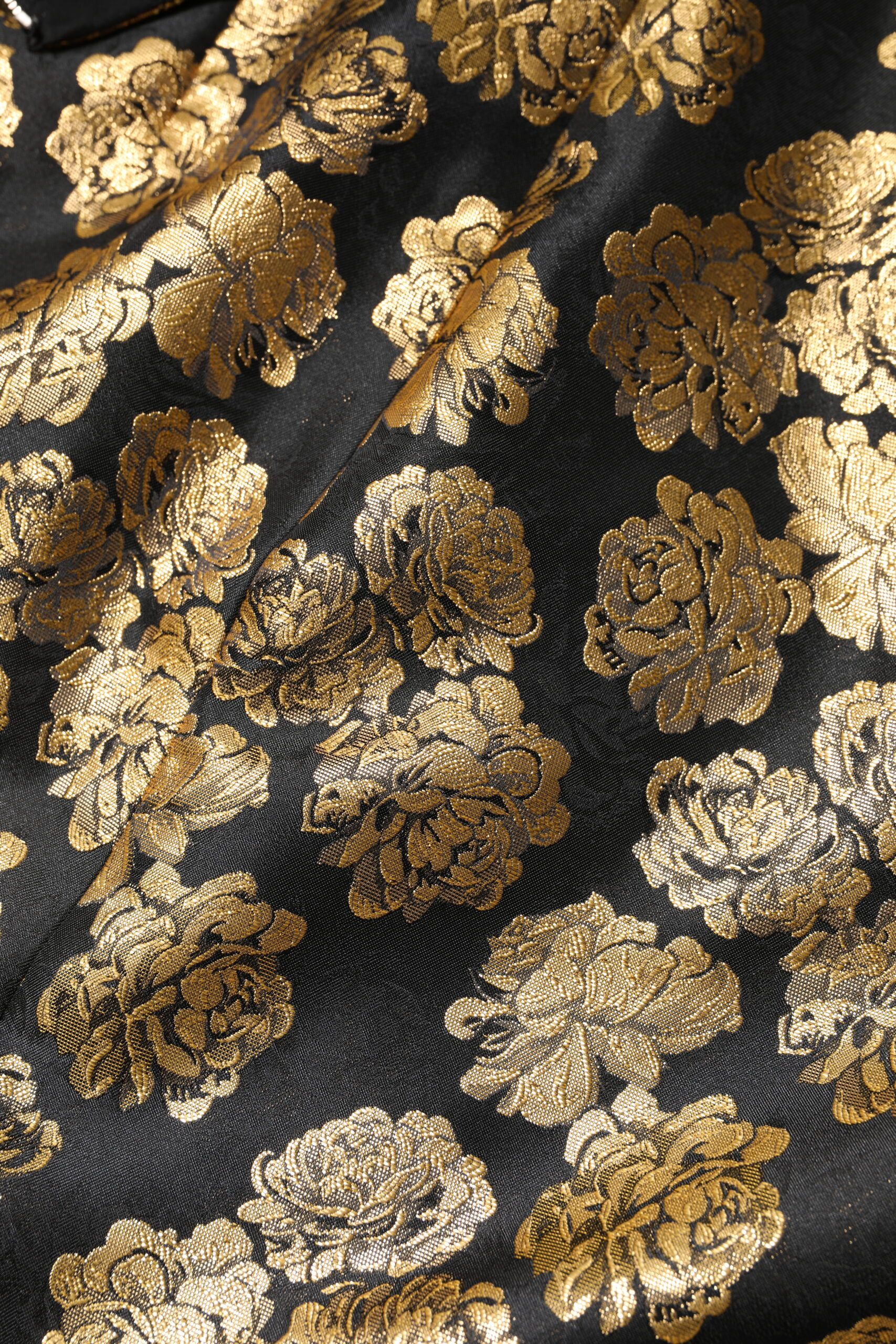 Black Gold Floral Print Jacquard Mini Women's Skirt - Dolce & Gabbana - Modalova