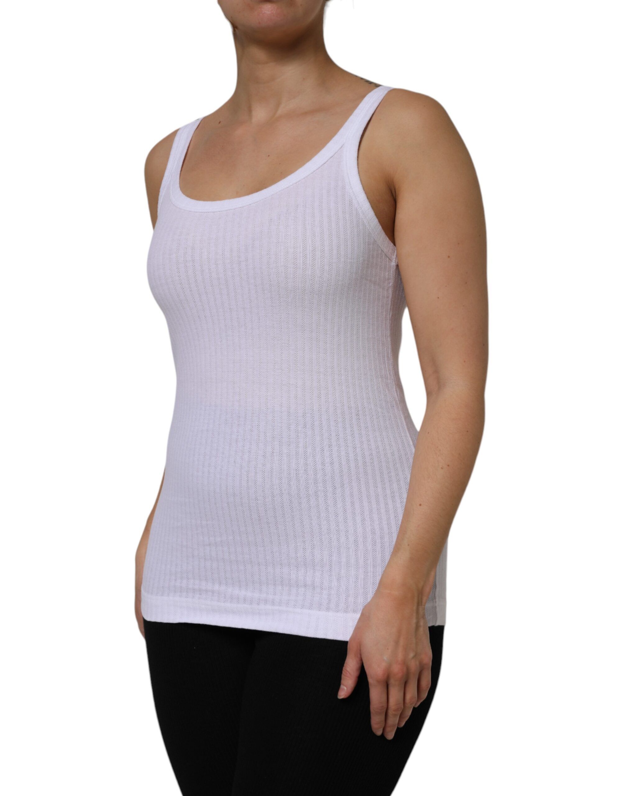 Cotton Round Neck Sleeveless Tank Women's Top - Dolce & Gabbana - Modalova