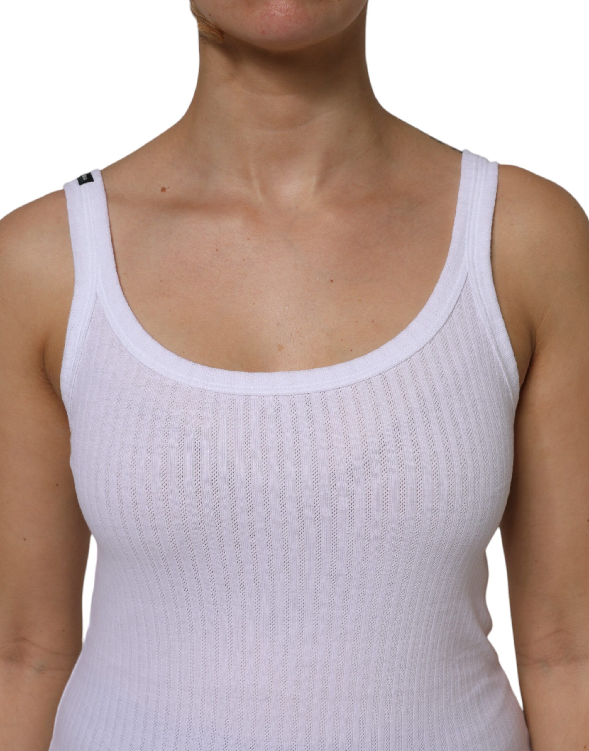 Cotton Round Neck Sleeveless Tank Women's Top - Dolce & Gabbana - Modalova
