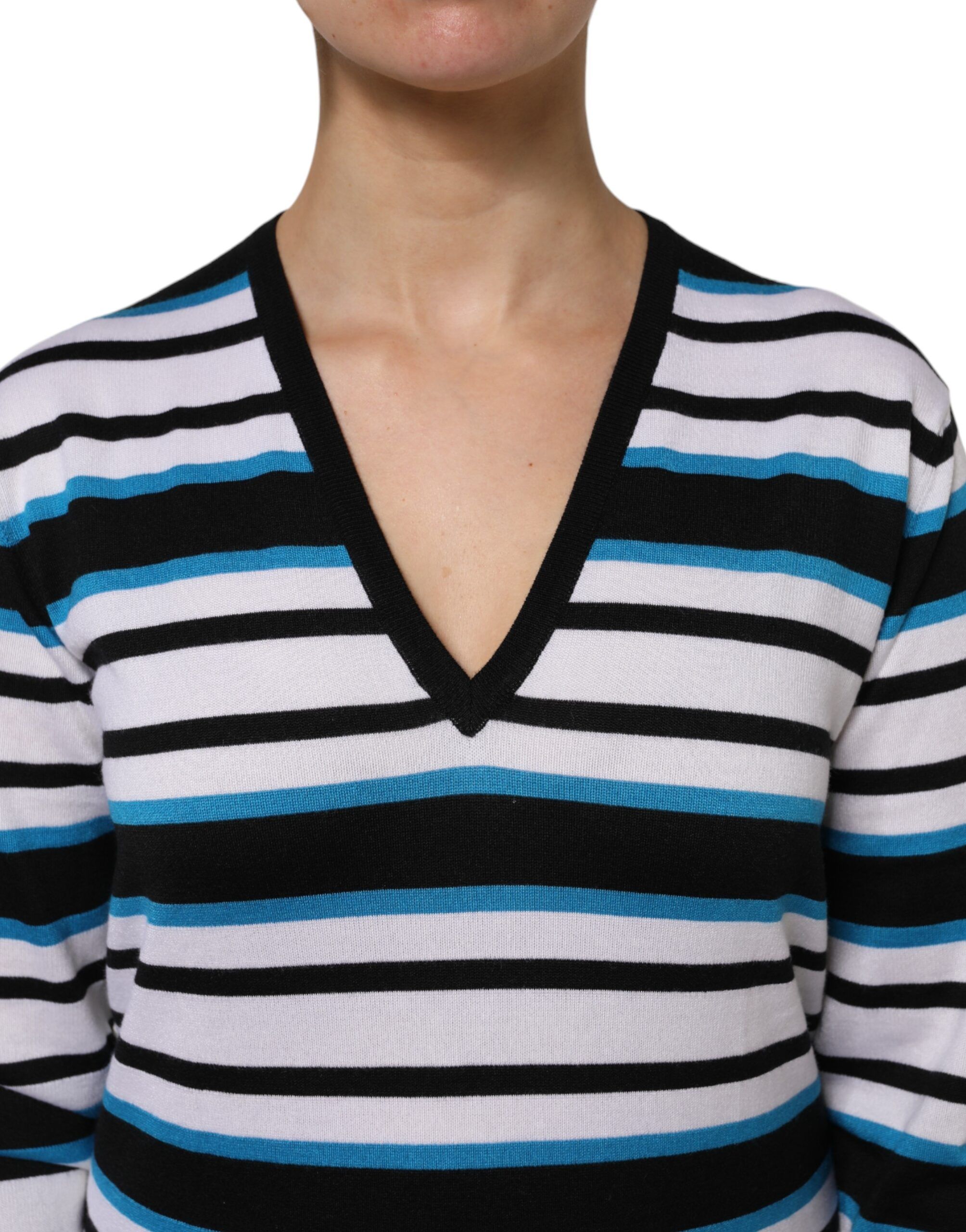 Stripes Long Sleeves V-neck Women's Top - Dolce & Gabbana - Modalova