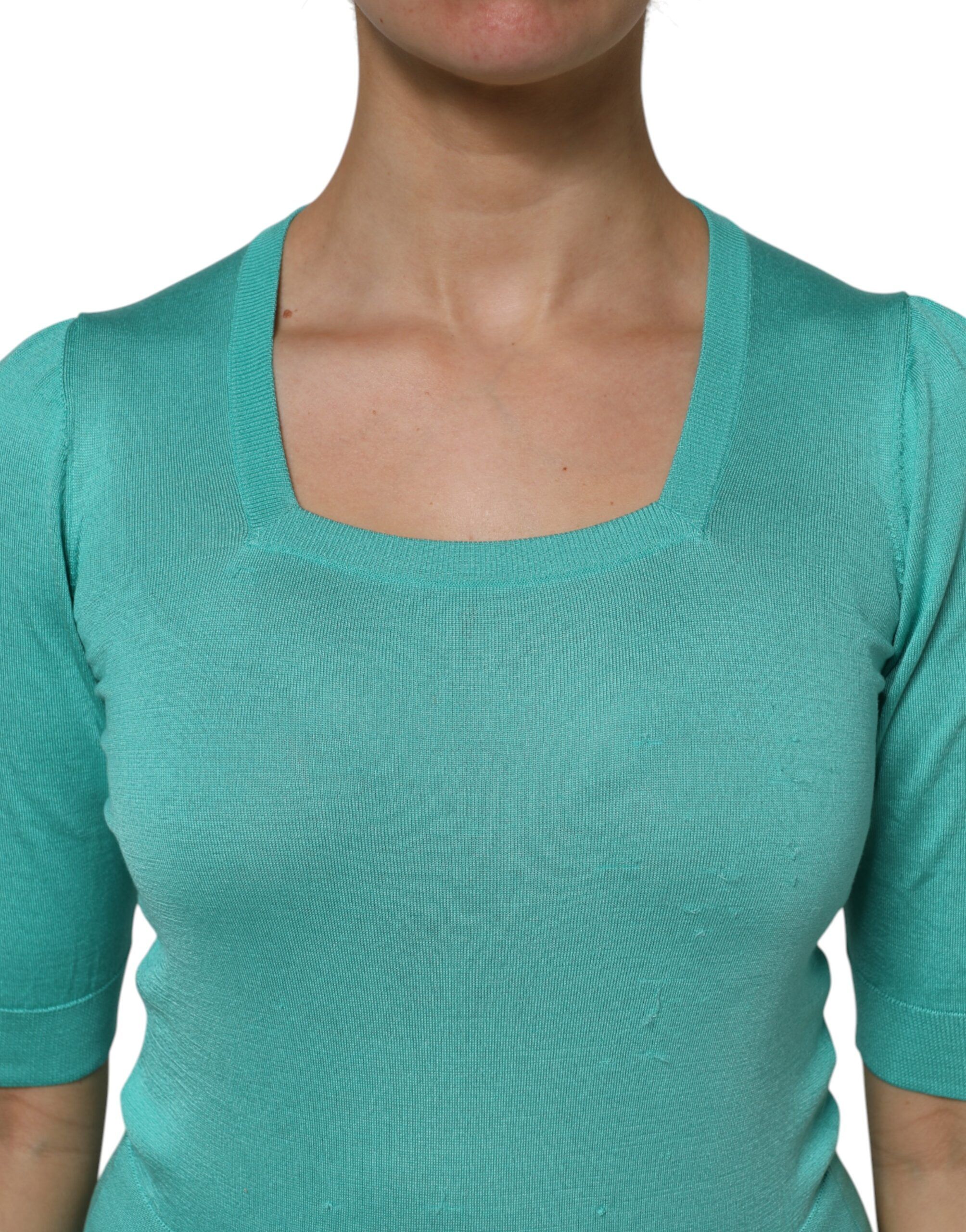 Aqua Silk Short Sleeves Square Neck Women's Top (Pre-Owned) - Dolce & Gabbana - Modalova