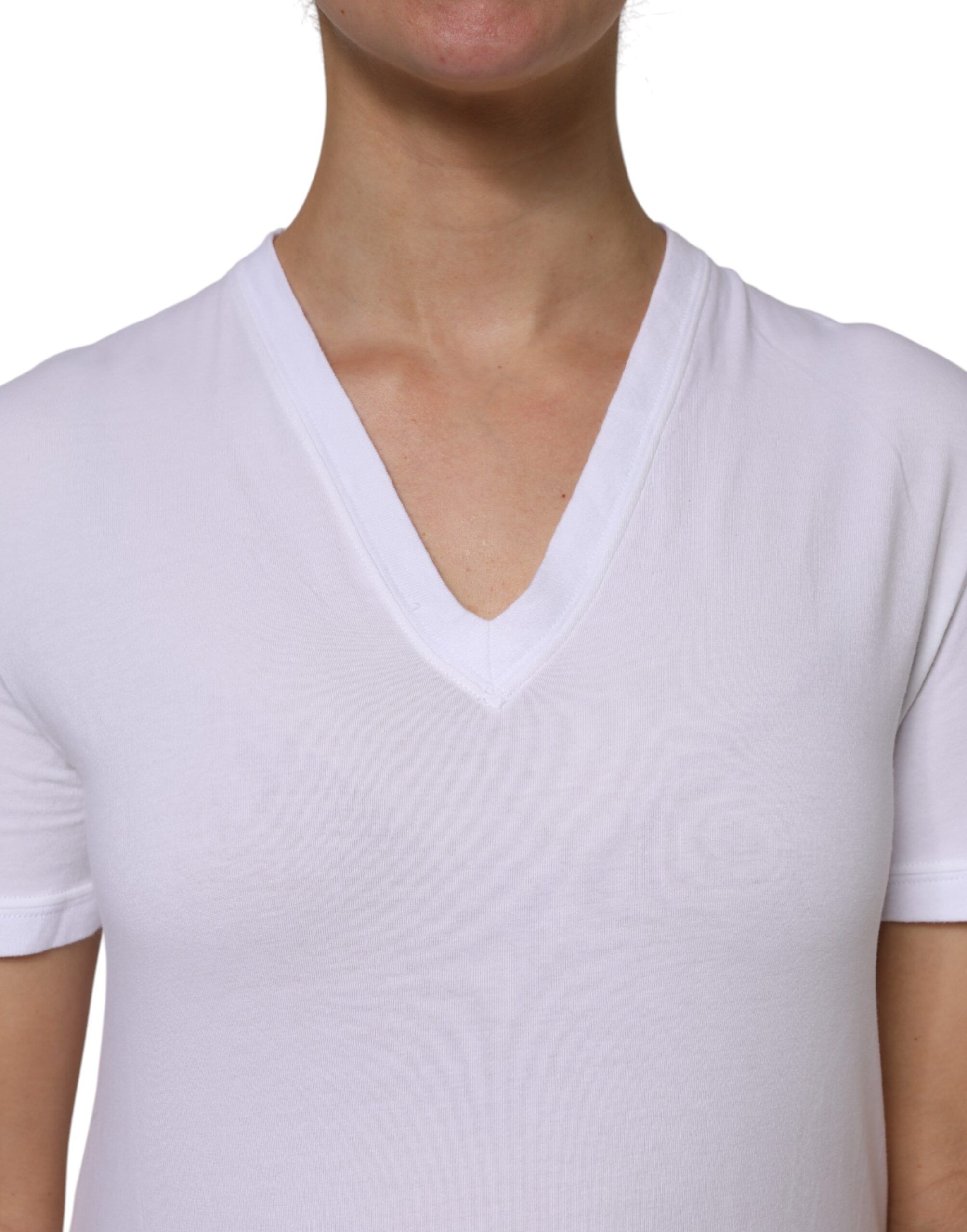 Cotton Short Sleeves V-Neck Top Women's T-shirt - Dolce & Gabbana - Modalova