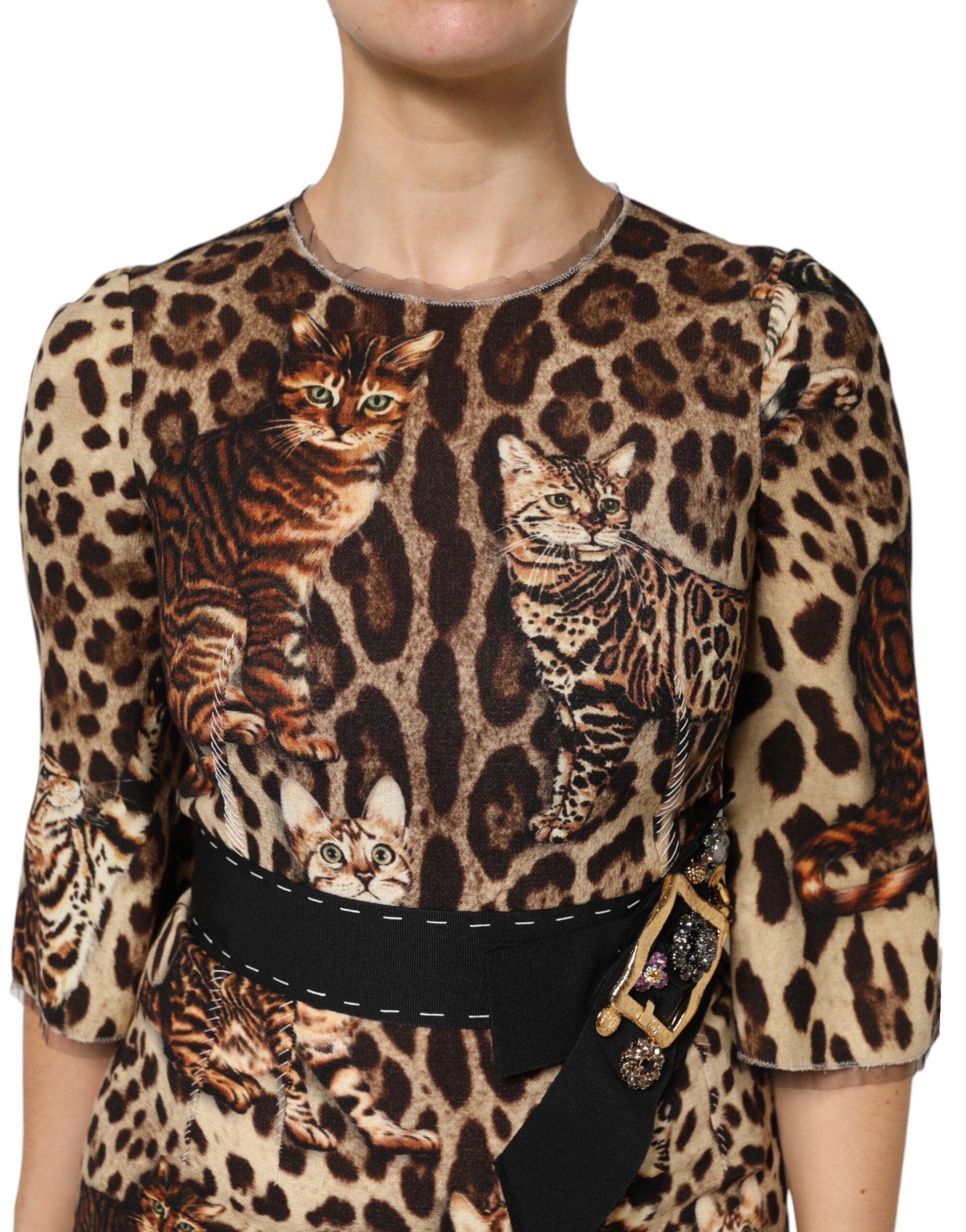 Leopard Print Belted A-line Midi Women's Dress (Pre-Owned) - Dolce & Gabbana - Modalova