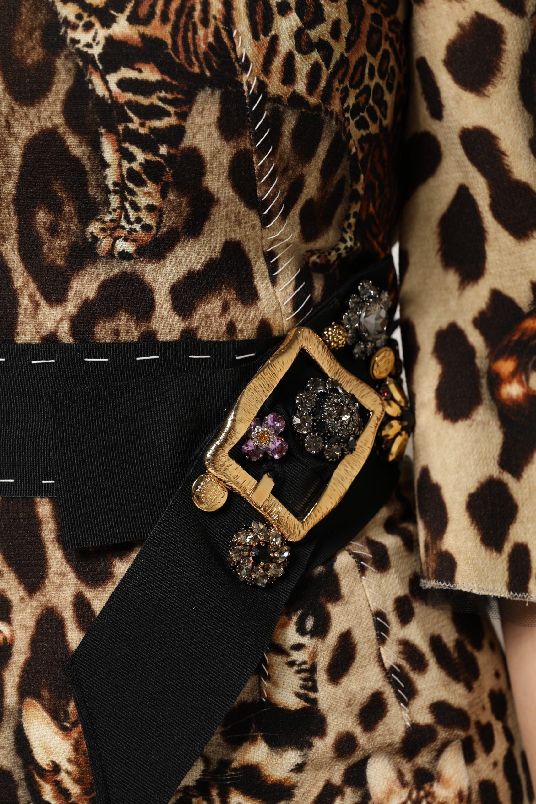 Leopard Print Belted A-line Midi Women's Dress (Pre-Owned) - Dolce & Gabbana - Modalova