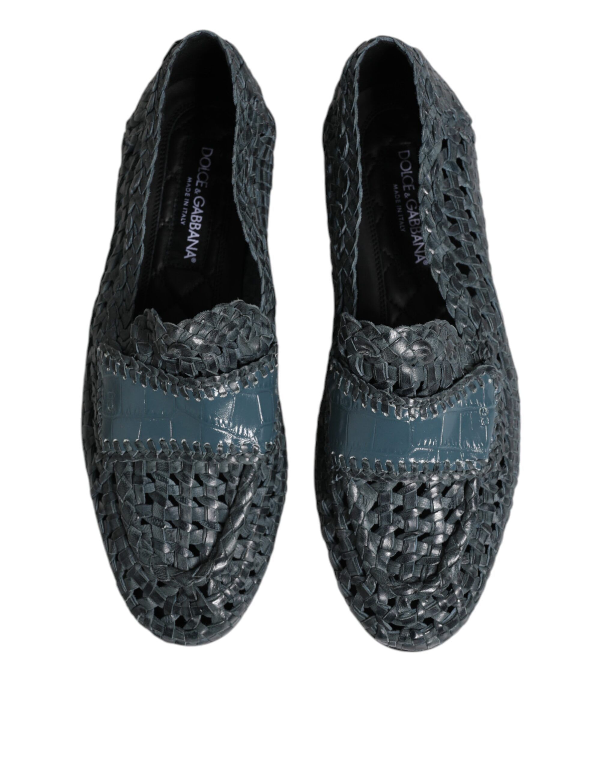 Woven Leather Slip On Loafers Men's Shoes - Dolce & Gabbana - Modalova