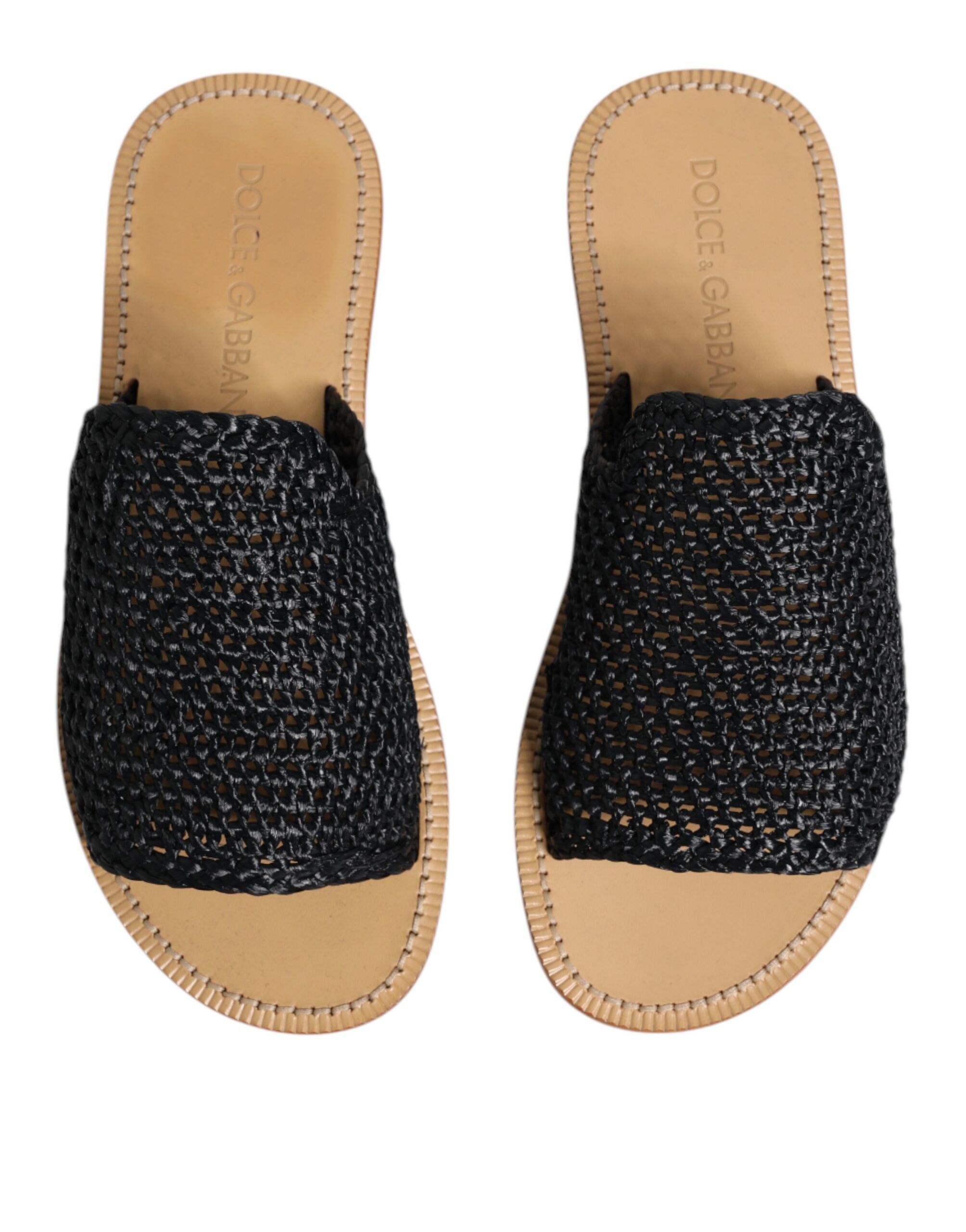 Monochrome Braided Raffia Slides Men's Shoes - Dolce & Gabbana - Modalova