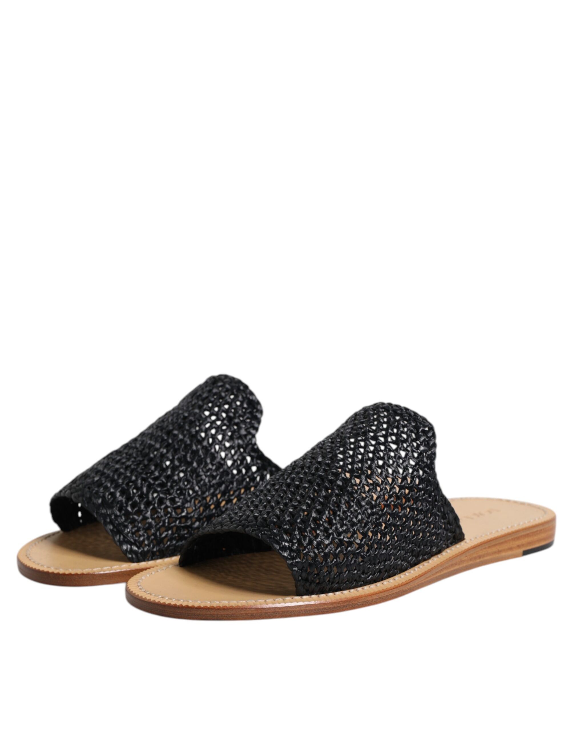 Monochrome Braided Raffia Slides Men's Shoes - Dolce & Gabbana - Modalova
