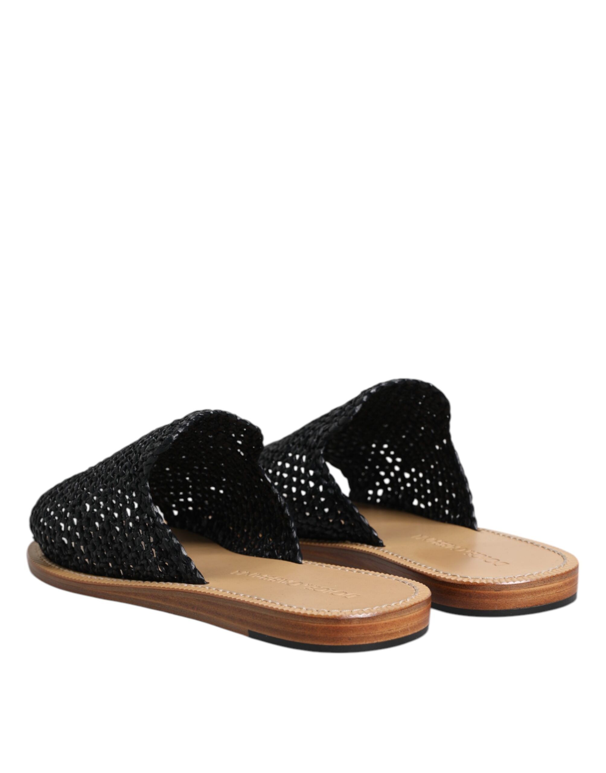 Monochrome Braided Raffia Slides Men's Shoes - Dolce & Gabbana - Modalova