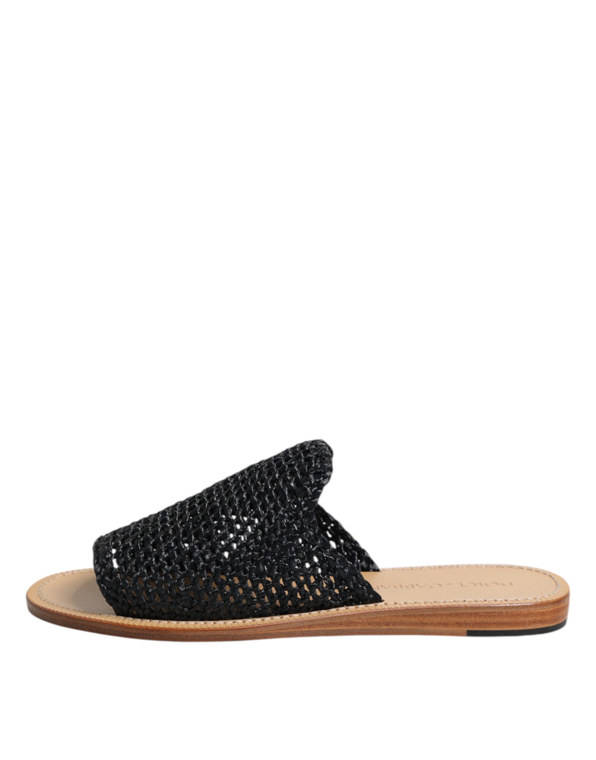 Monochrome Braided Raffia Slides Men's Shoes - Dolce & Gabbana - Modalova