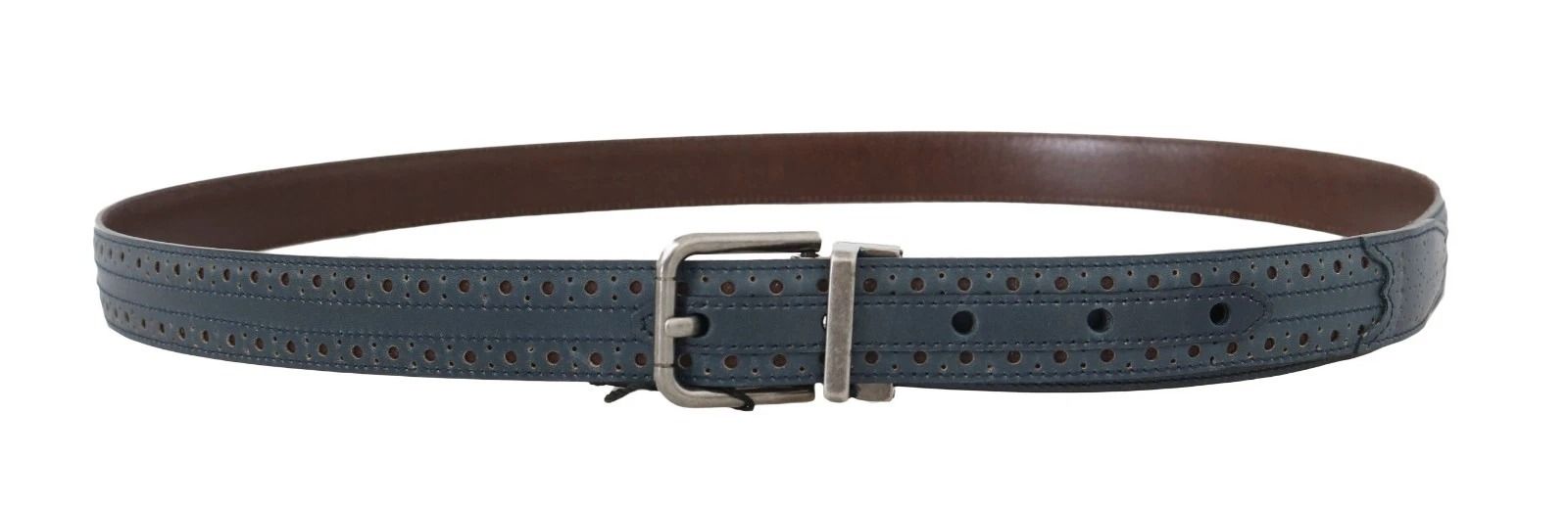 Blue Perforated Leather Buckle Men's Belt - Dolce & Gabbana - Modalova