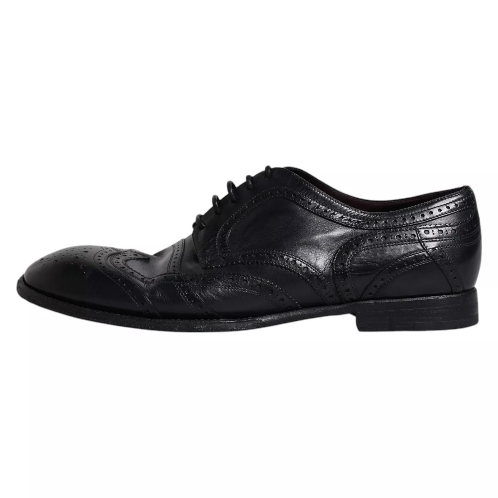 Dark Leather Derby Wingtip Formal Men's Shoes - Dolce & Gabbana - Modalova