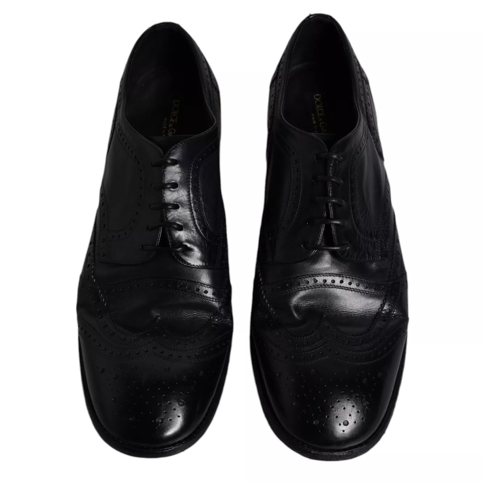Dark Leather Derby Wingtip Formal Men's Shoes - Dolce & Gabbana - Modalova
