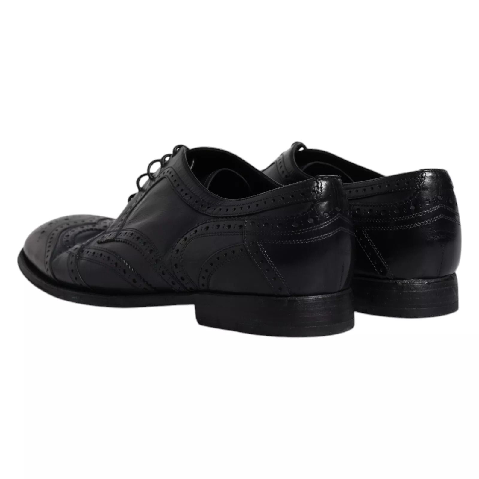 Dark Leather Derby Wingtip Formal Men's Shoes - Dolce & Gabbana - Modalova