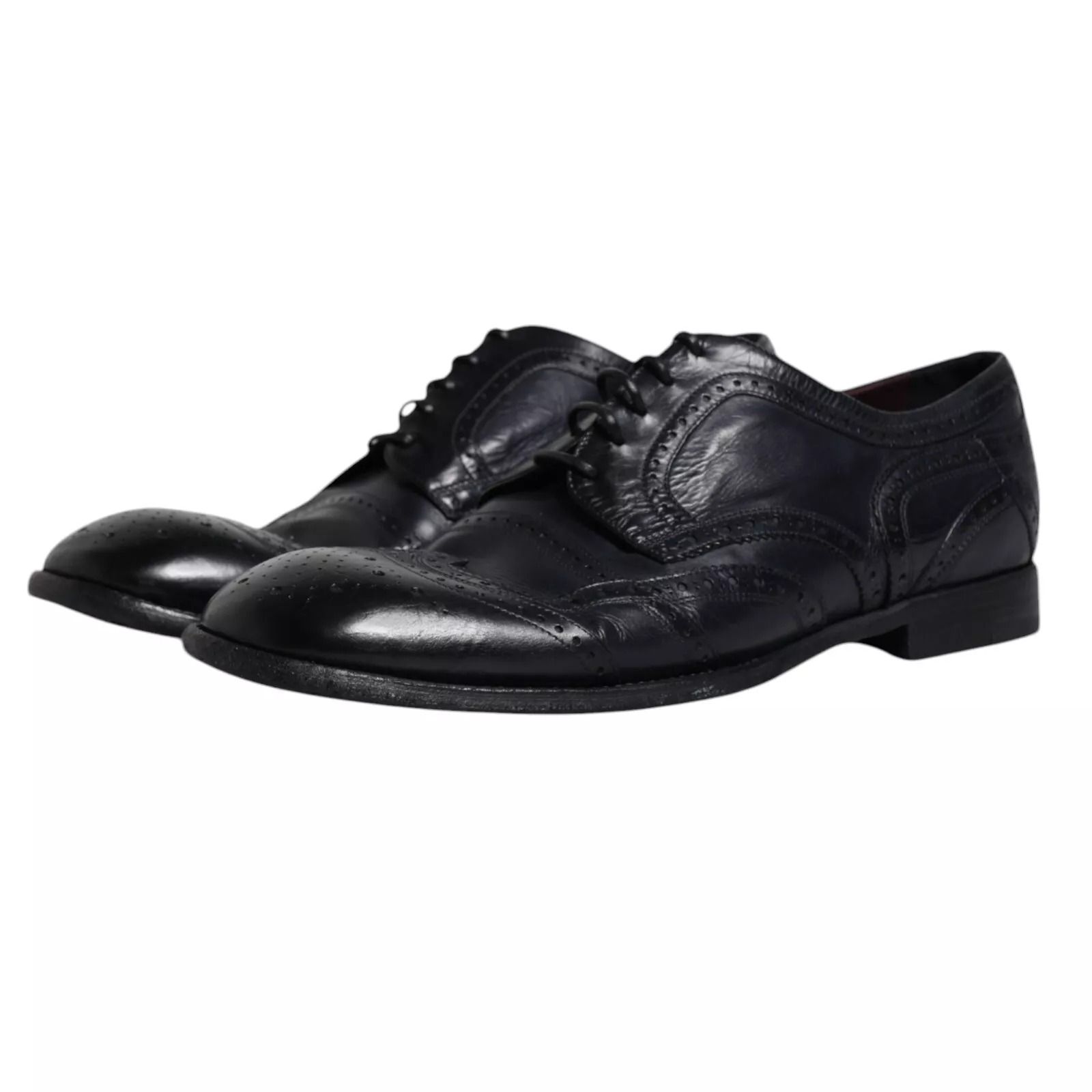 Dark Leather Derby Wingtip Formal Men's Shoes - Dolce & Gabbana - Modalova