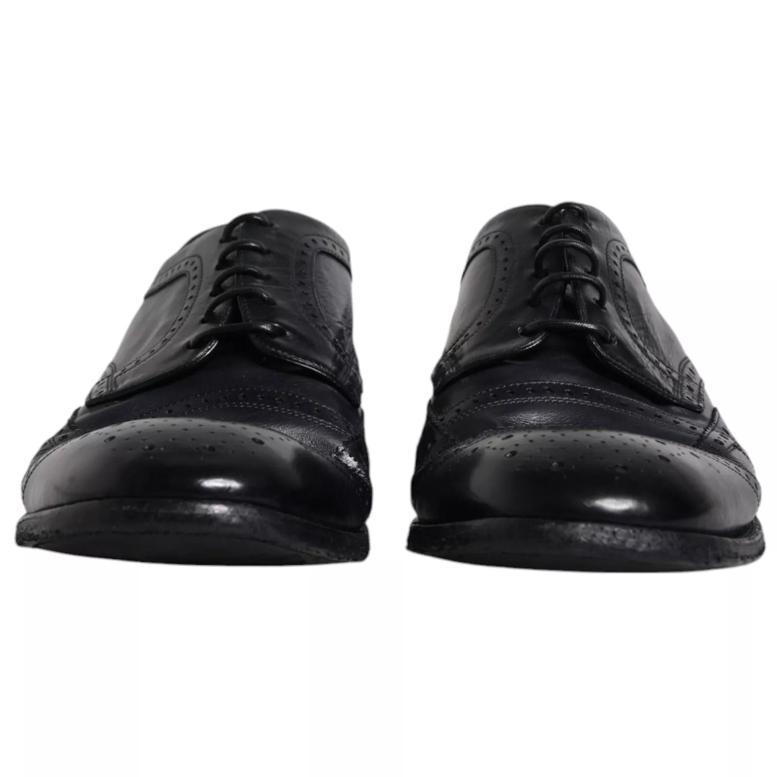 Dark Leather Derby Wingtip Formal Men's Shoes - Dolce & Gabbana - Modalova