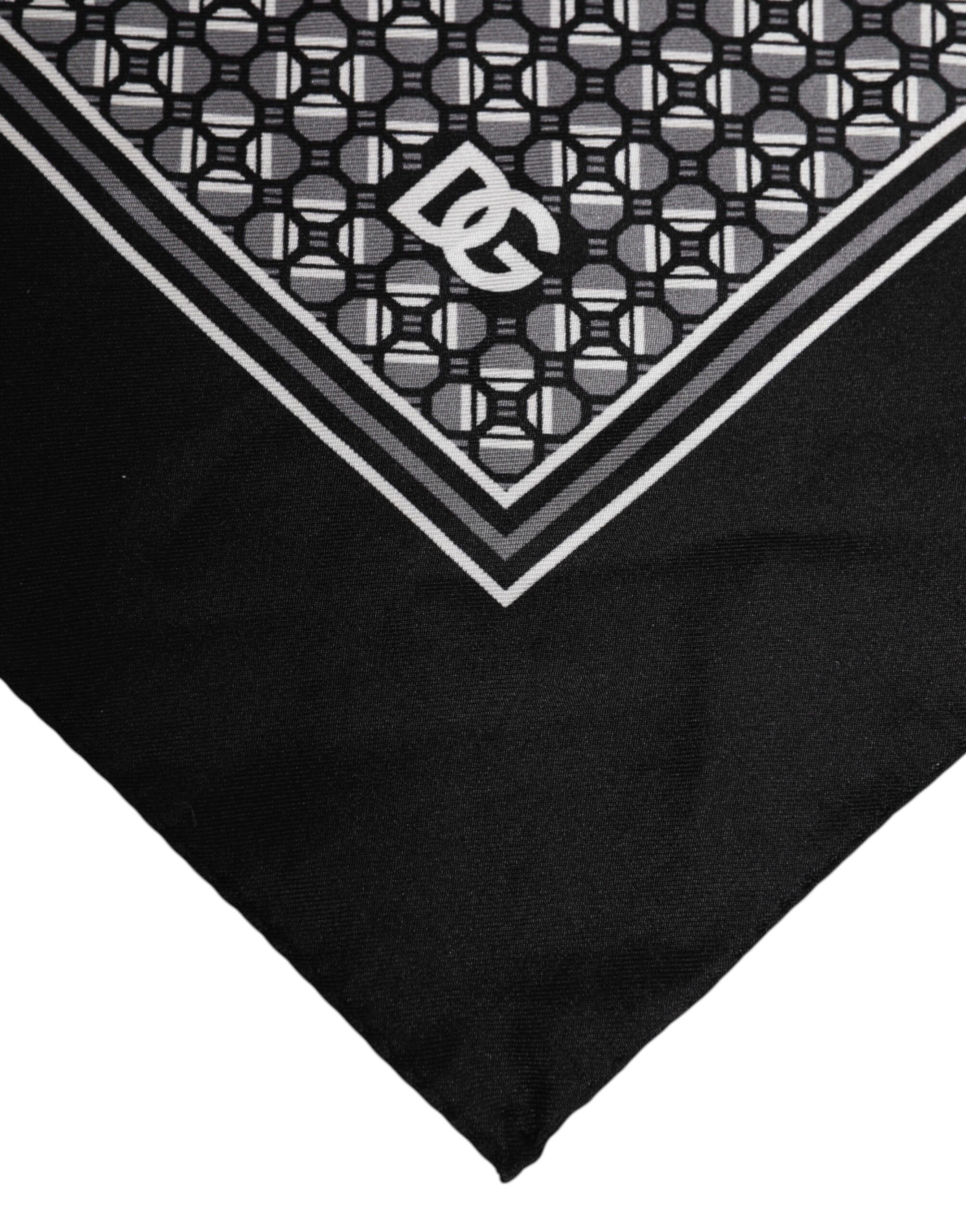 Black White Patterned Square Foulard Men's Scarf (Pre-Owned) - Dolce & Gabbana - Modalova