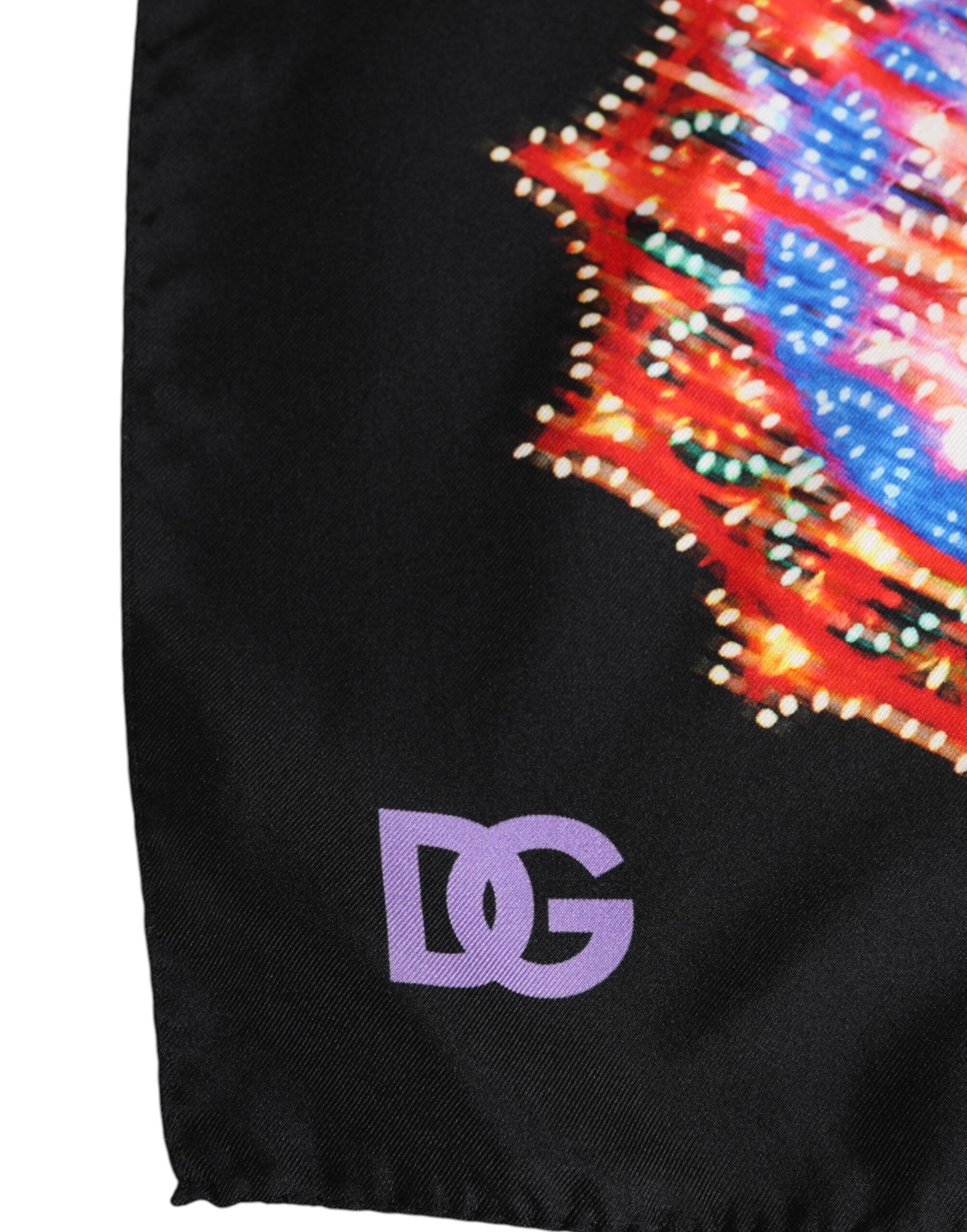 Black Print Square Foulard Men's Scarf (Pre-Owned) - Dolce & Gabbana - Modalova