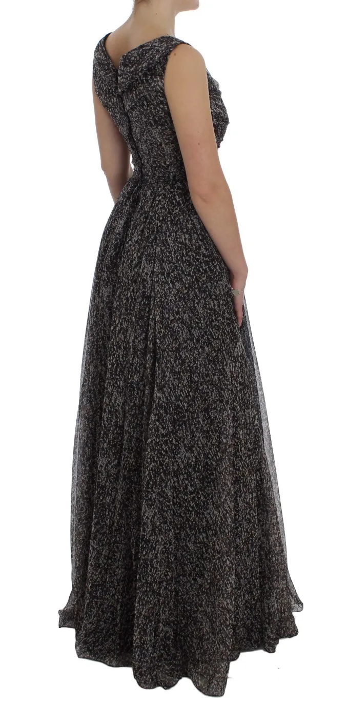 Dark Silk Shift Gown Full Length Women's Dress - Dolce & Gabbana - Modalova