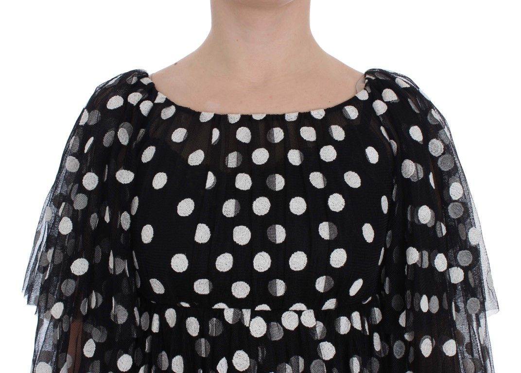 White Polka Dotted Ruffled Women's Dress - Dolce & Gabbana - Modalova
