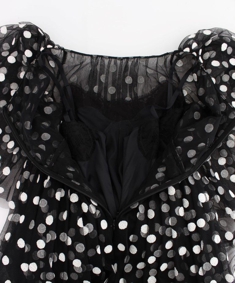 White Polka Dotted Ruffled Women's Dress - Dolce & Gabbana - Modalova