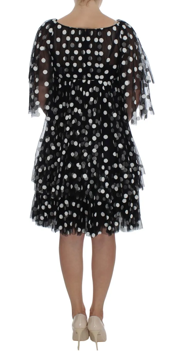 White Polka Dotted Ruffled Women's Dress - Dolce & Gabbana - Modalova