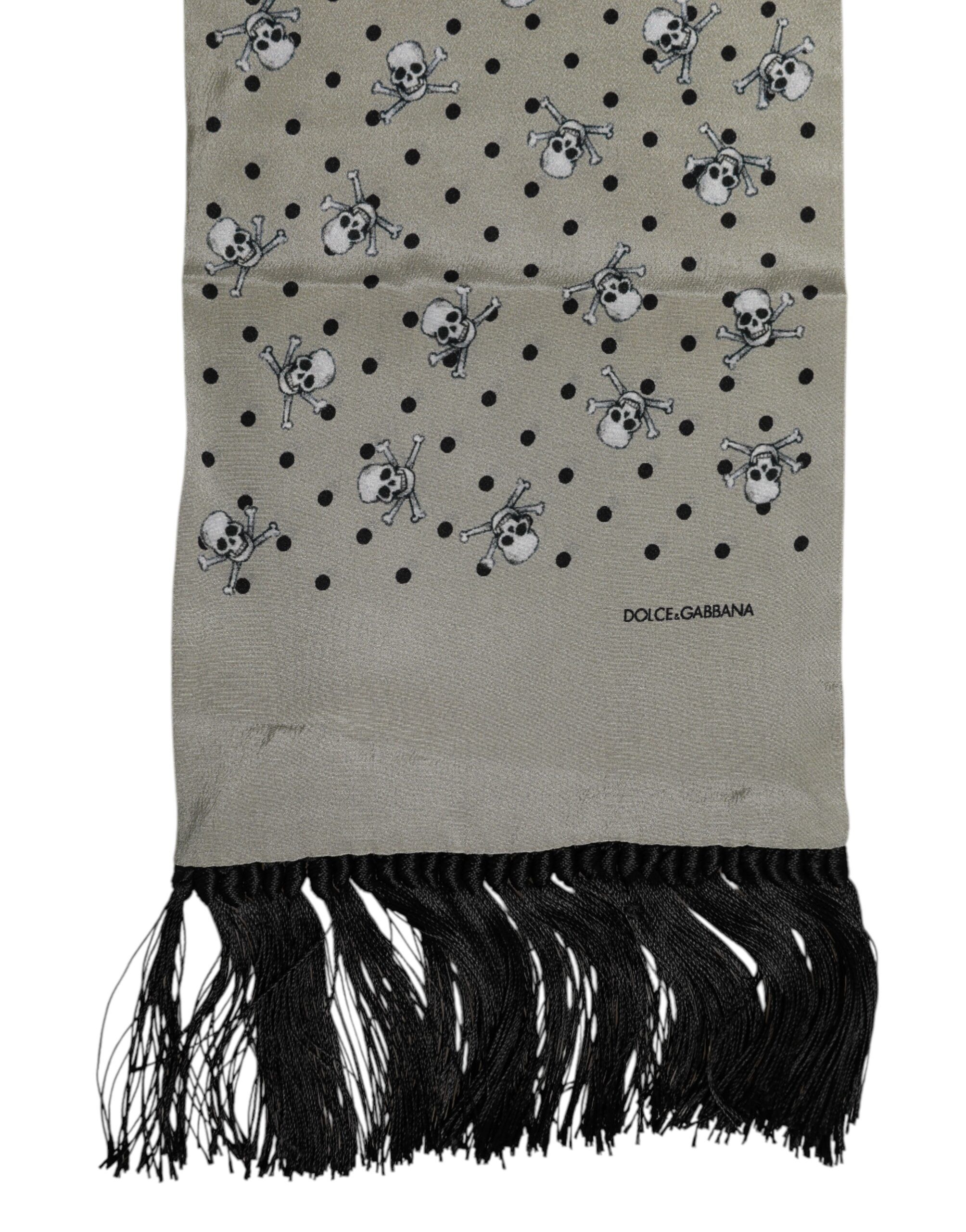 Skulls Silk Fringes Men Foulard Men's Scarf - Dolce & Gabbana - Modalova