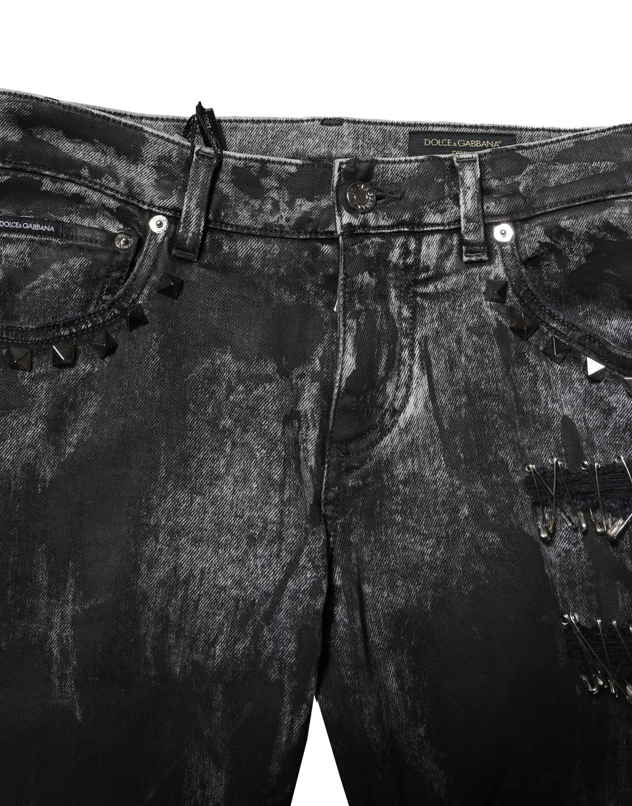Washed Embellished Skinny Denim Men's Jeans - Dolce & Gabbana - Modalova