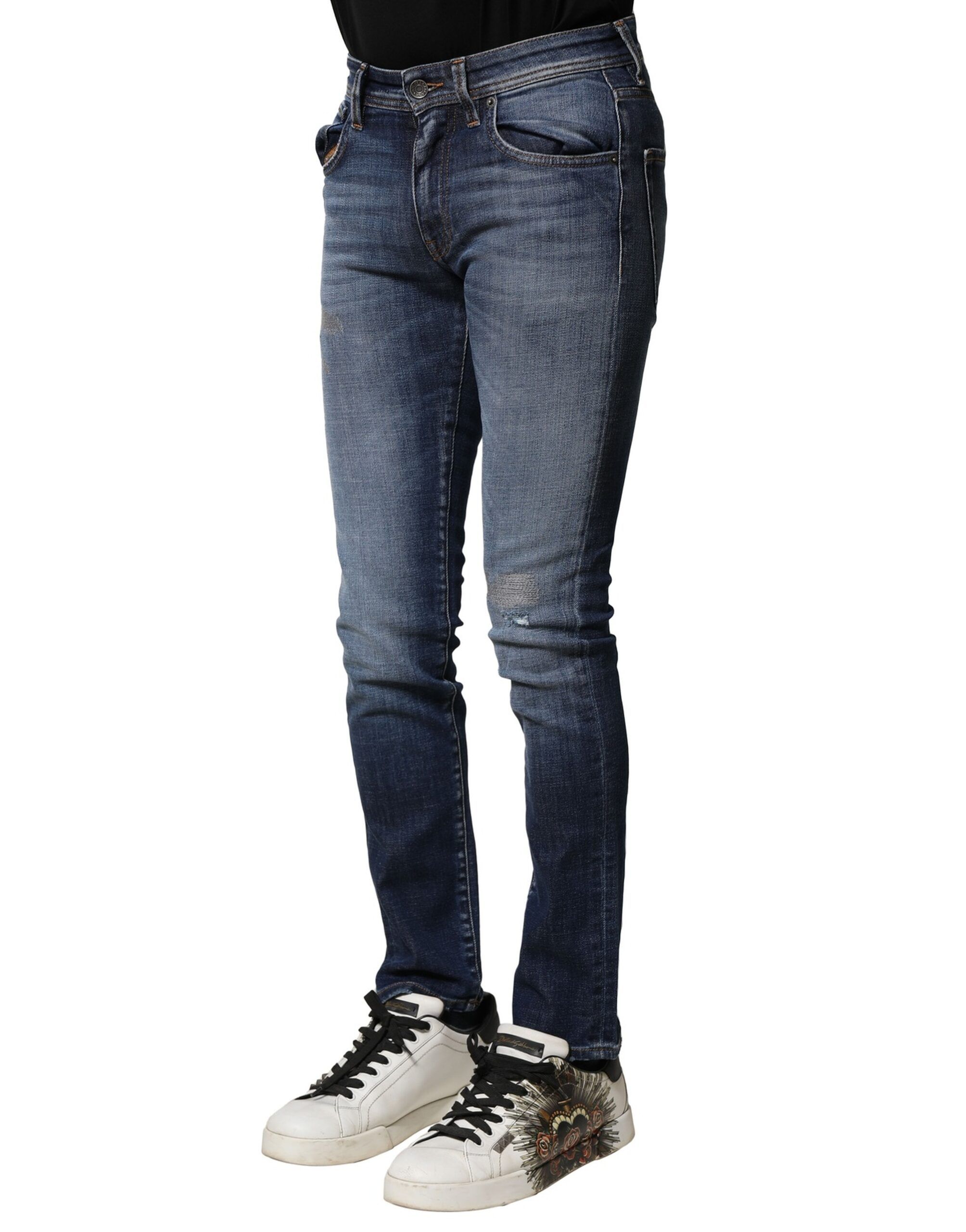 Washed Cotton Slim Fit Men Denim Men's Jeans - Dolce & Gabbana - Modalova