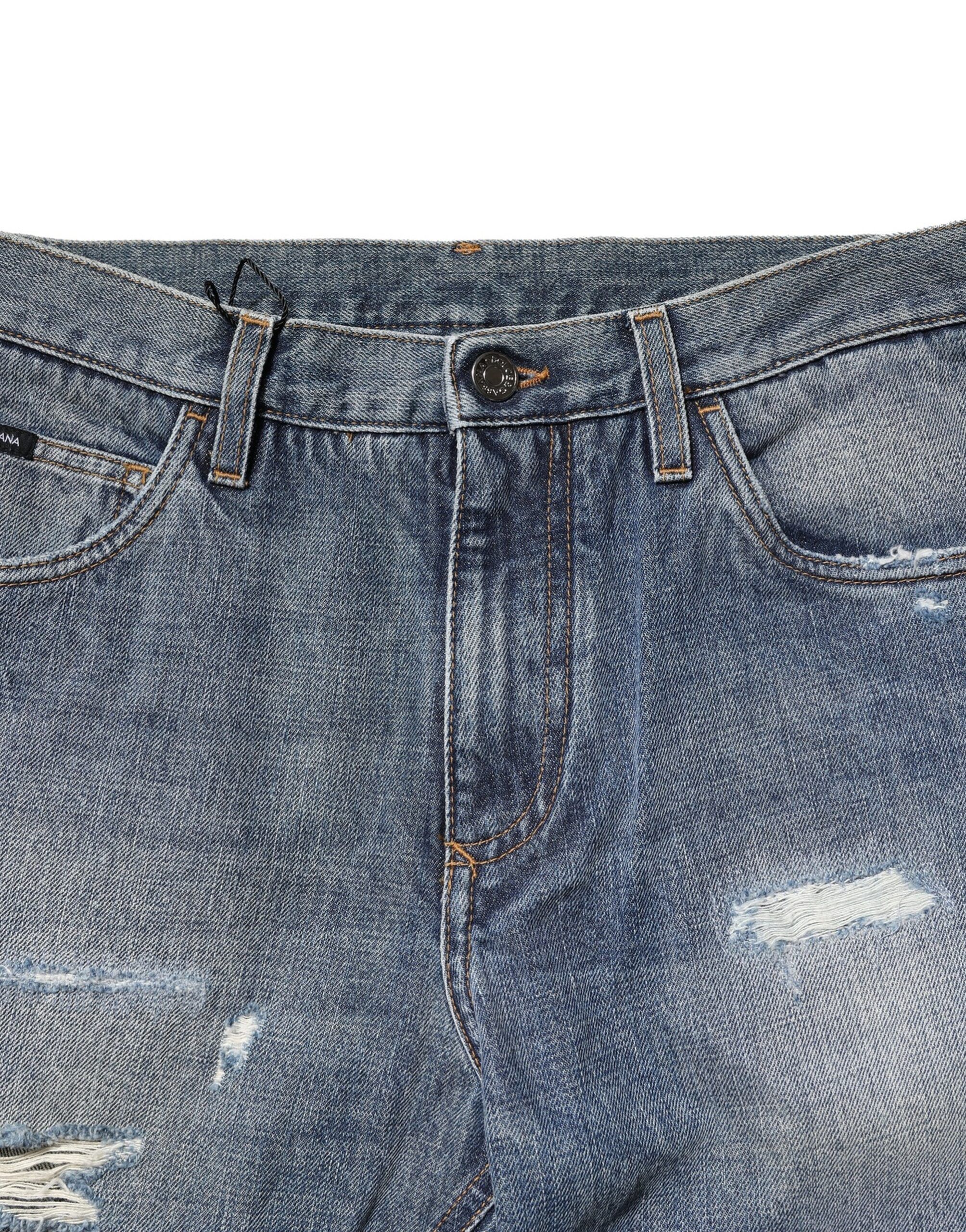 Washed Tattered Straight Fit Denim Men's Jeans - Dolce & Gabbana - Modalova