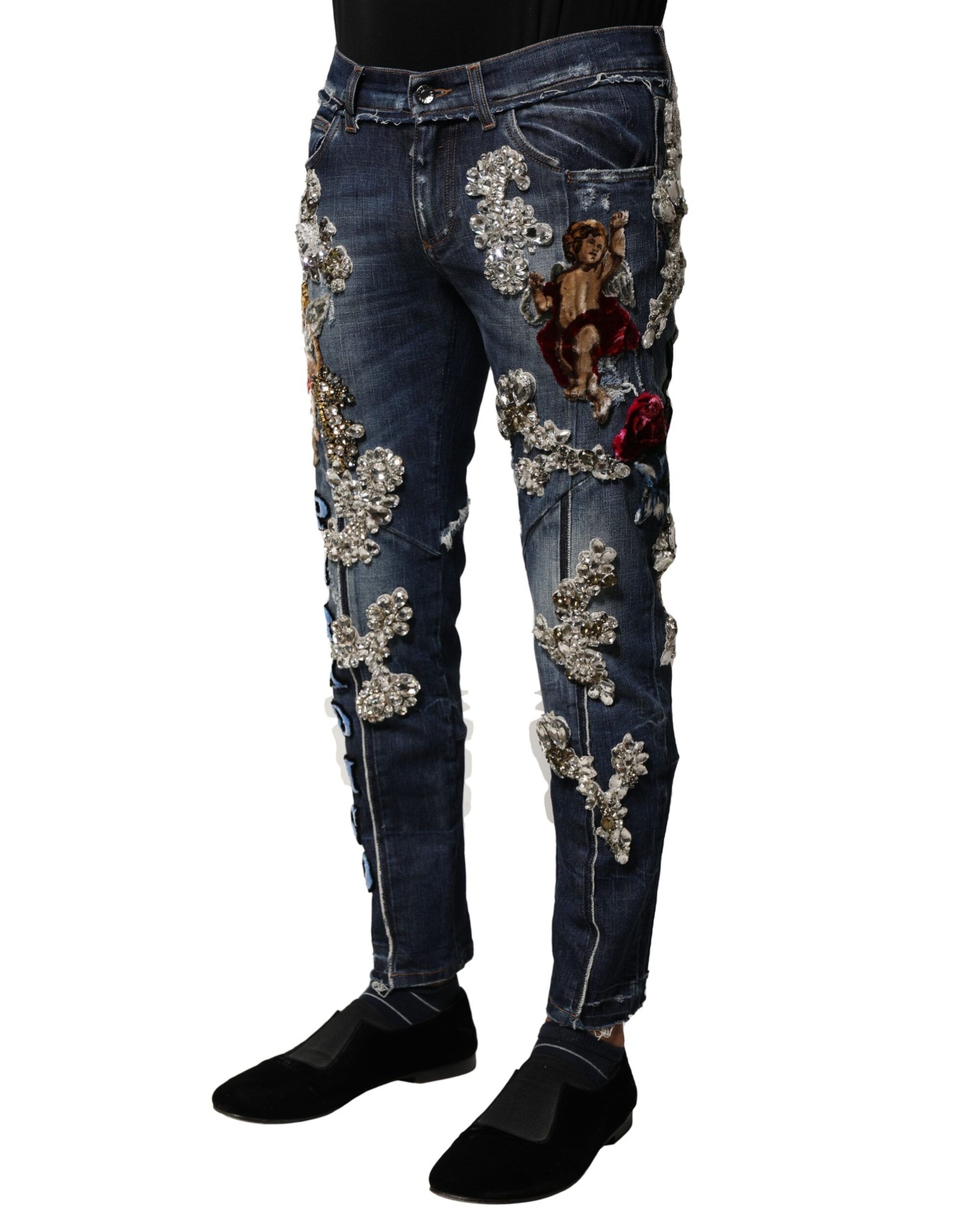 Cotton Rhinestone Embellish Denim Men's Jeans - Dolce & Gabbana - Modalova