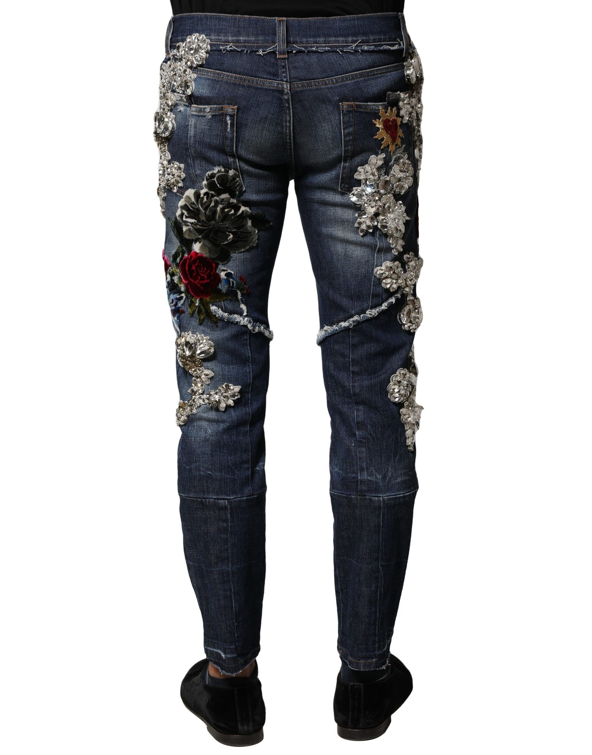 Cotton Rhinestone Embellish Denim Men's Jeans - Dolce & Gabbana - Modalova