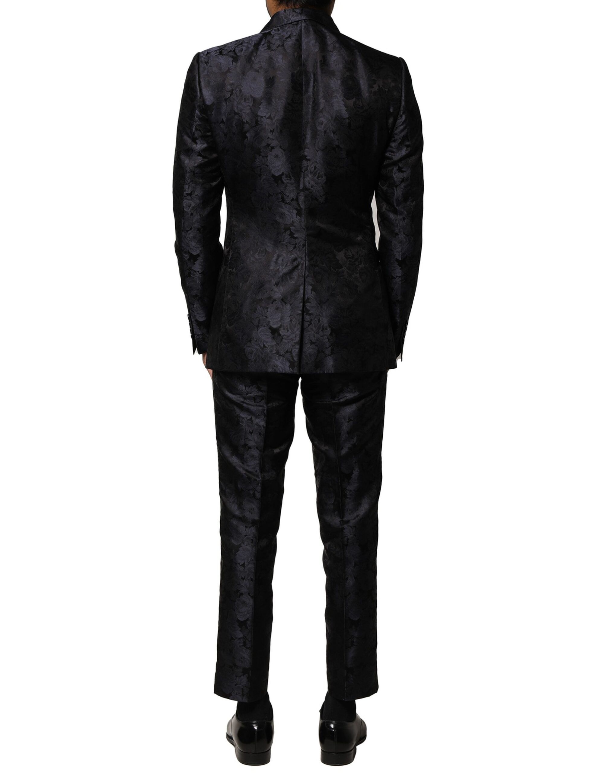 Black Jacquard 3 Piece Single Breasted Men's Suit - Dolce & Gabbana - Modalova