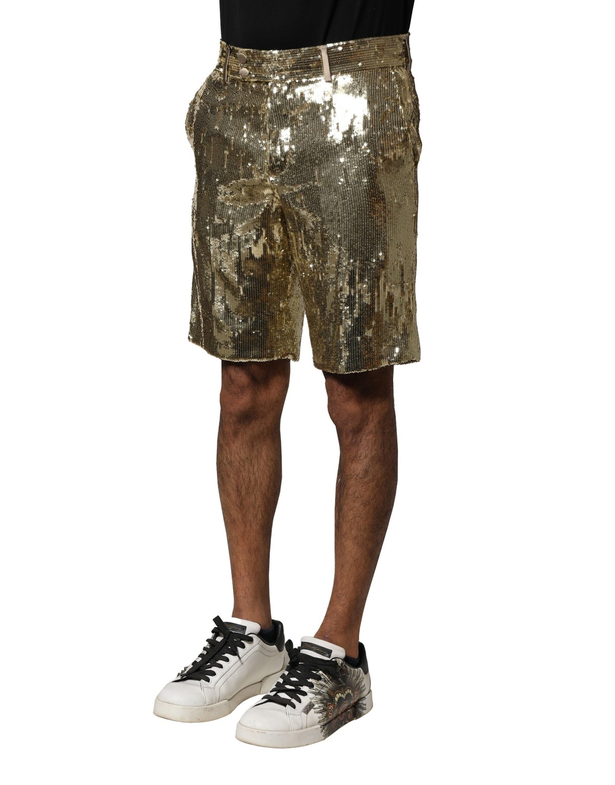 Sequin Polyester Embellished Bermuda Men's Shorts - Dolce & Gabbana - Modalova