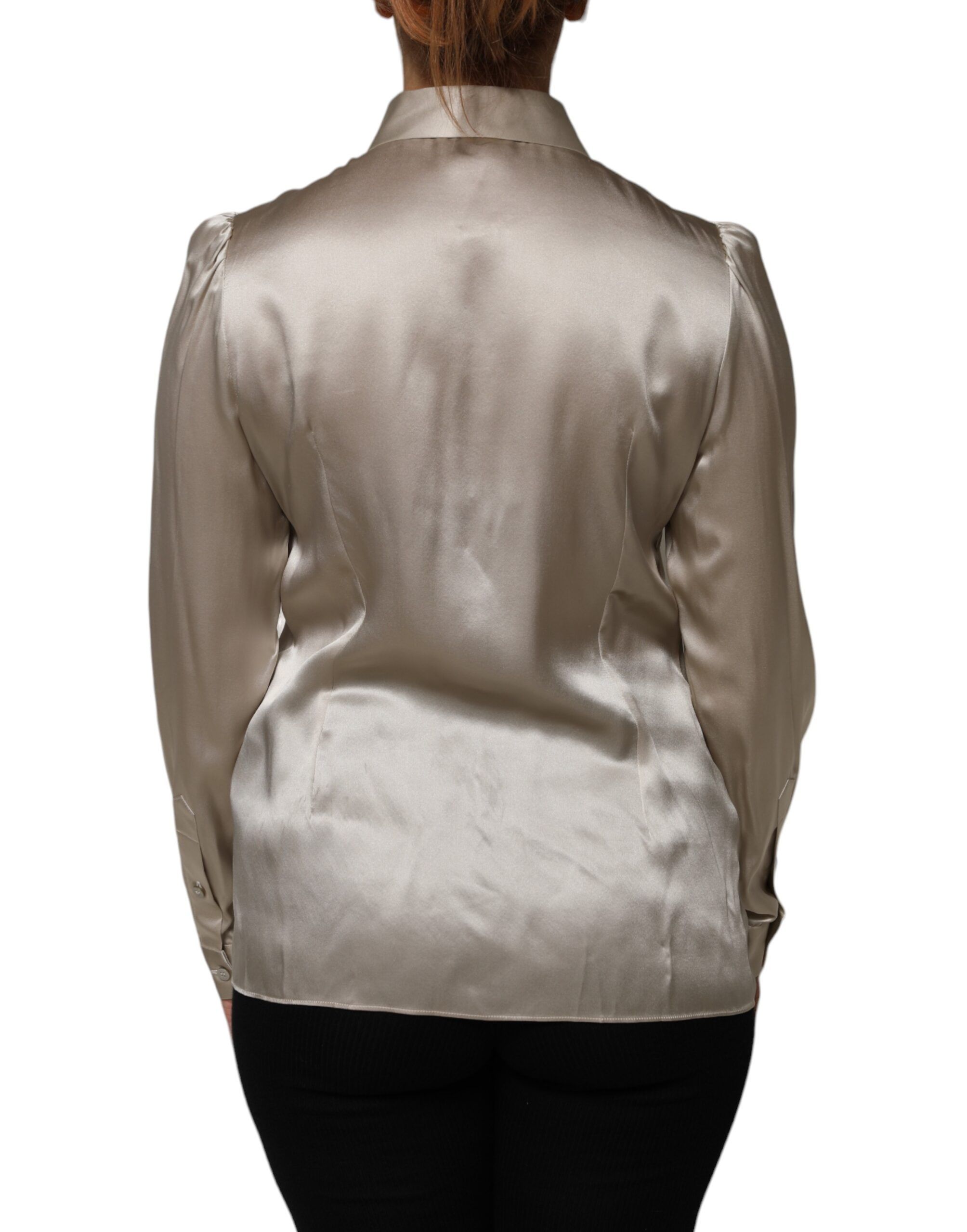 Satin Silk Collared Long Sleeves Women's Top (Pre-Owned) - Dolce & Gabbana - Modalova