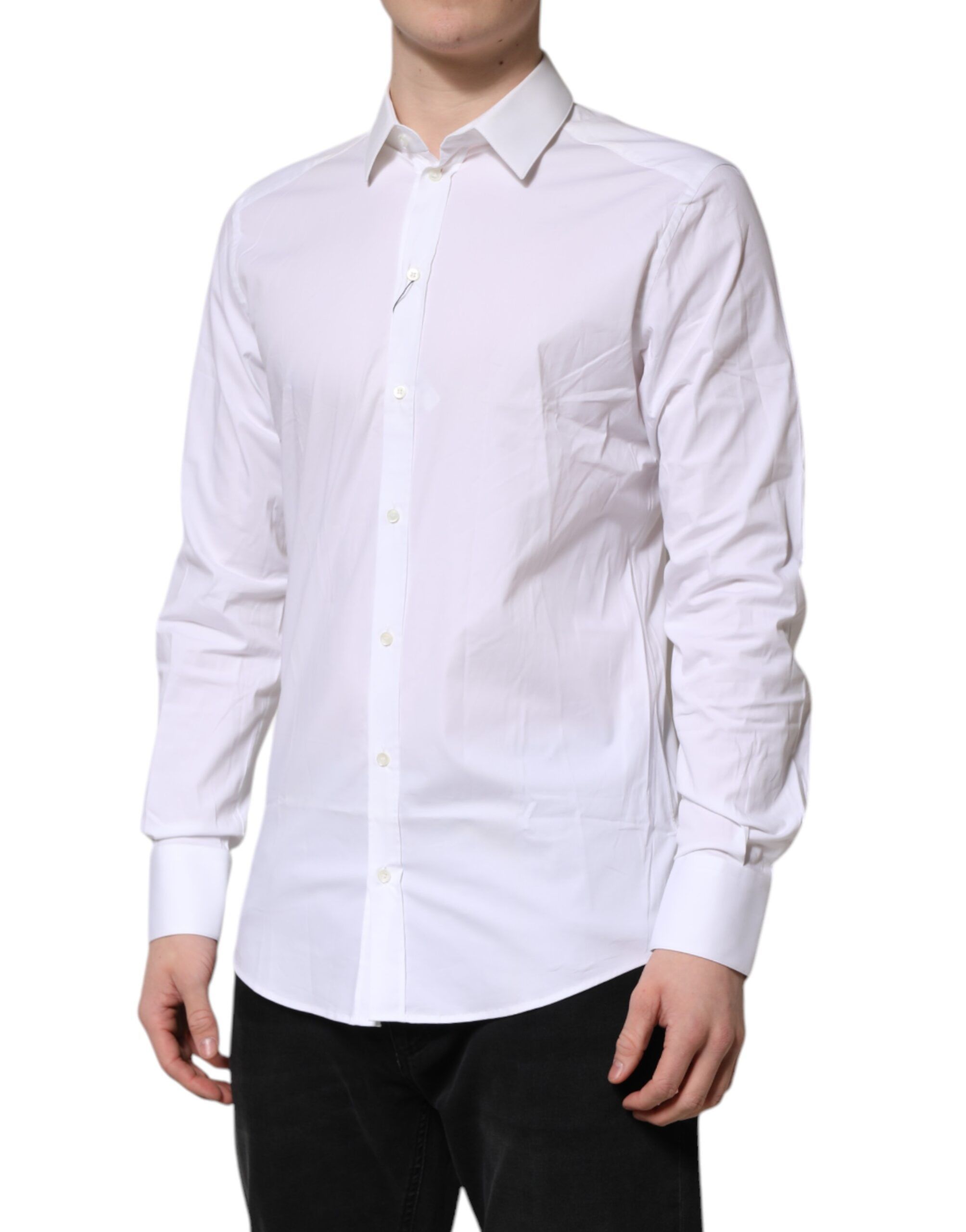 GOLD Cotton Collared Dress Shirt Men's Top (Pre-Owned) - Dolce & Gabbana - Modalova
