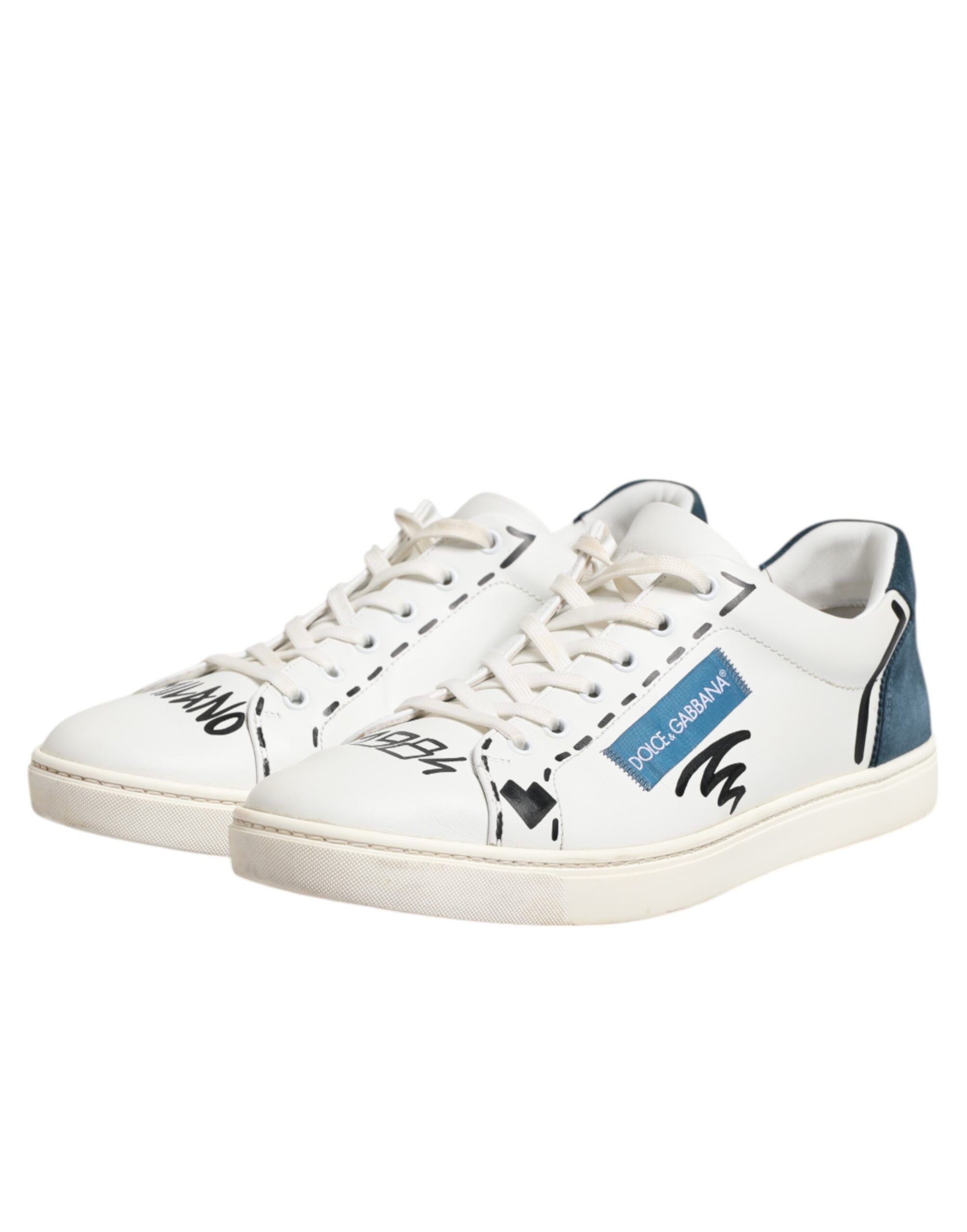 Leather Printed Low Top Sneakers Men's Shoes (Pre-Owned) - Dolce & Gabbana - Modalova