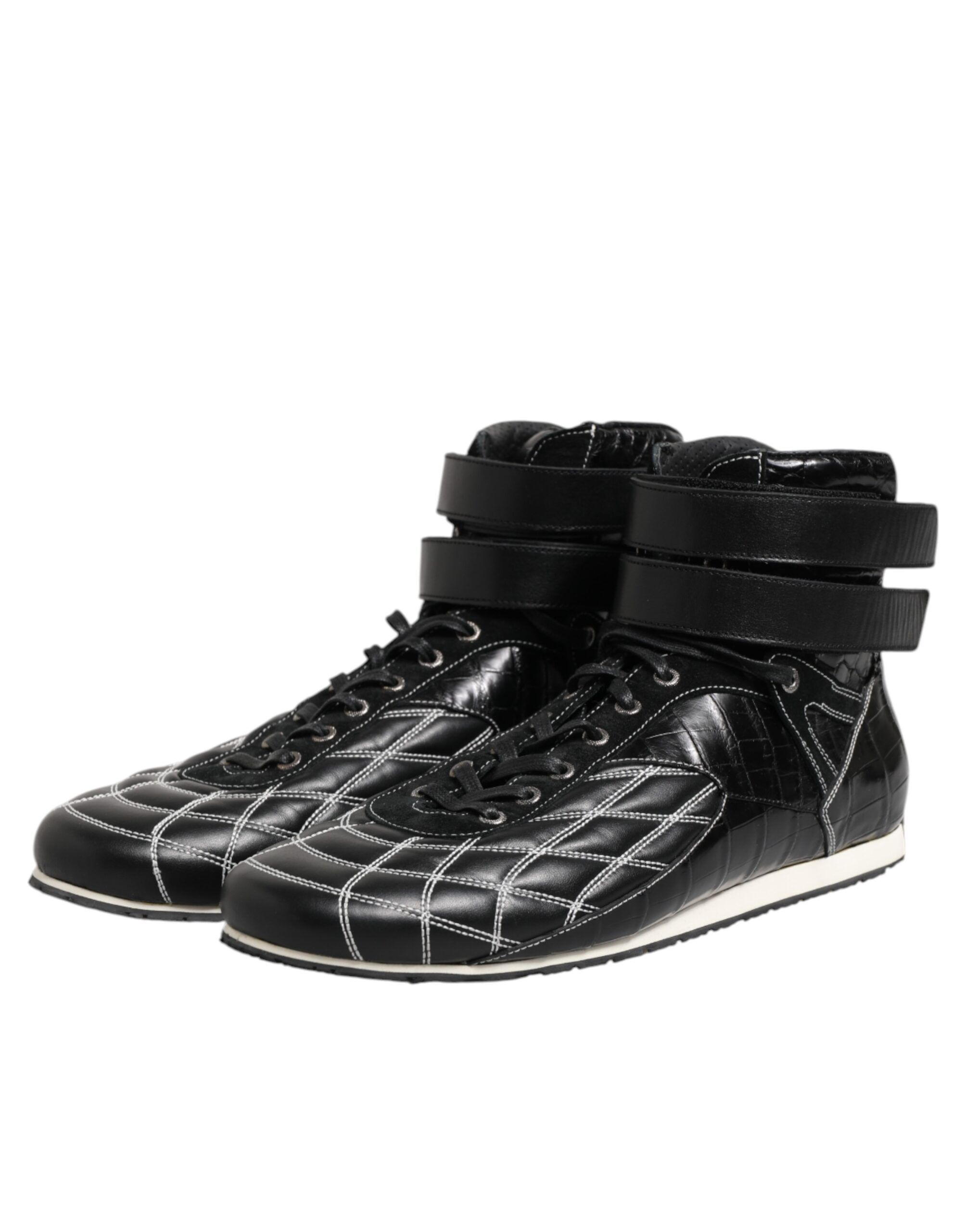 Quilted Leather Lace Up Sneakers Men's Shoes - Dolce & Gabbana - Modalova