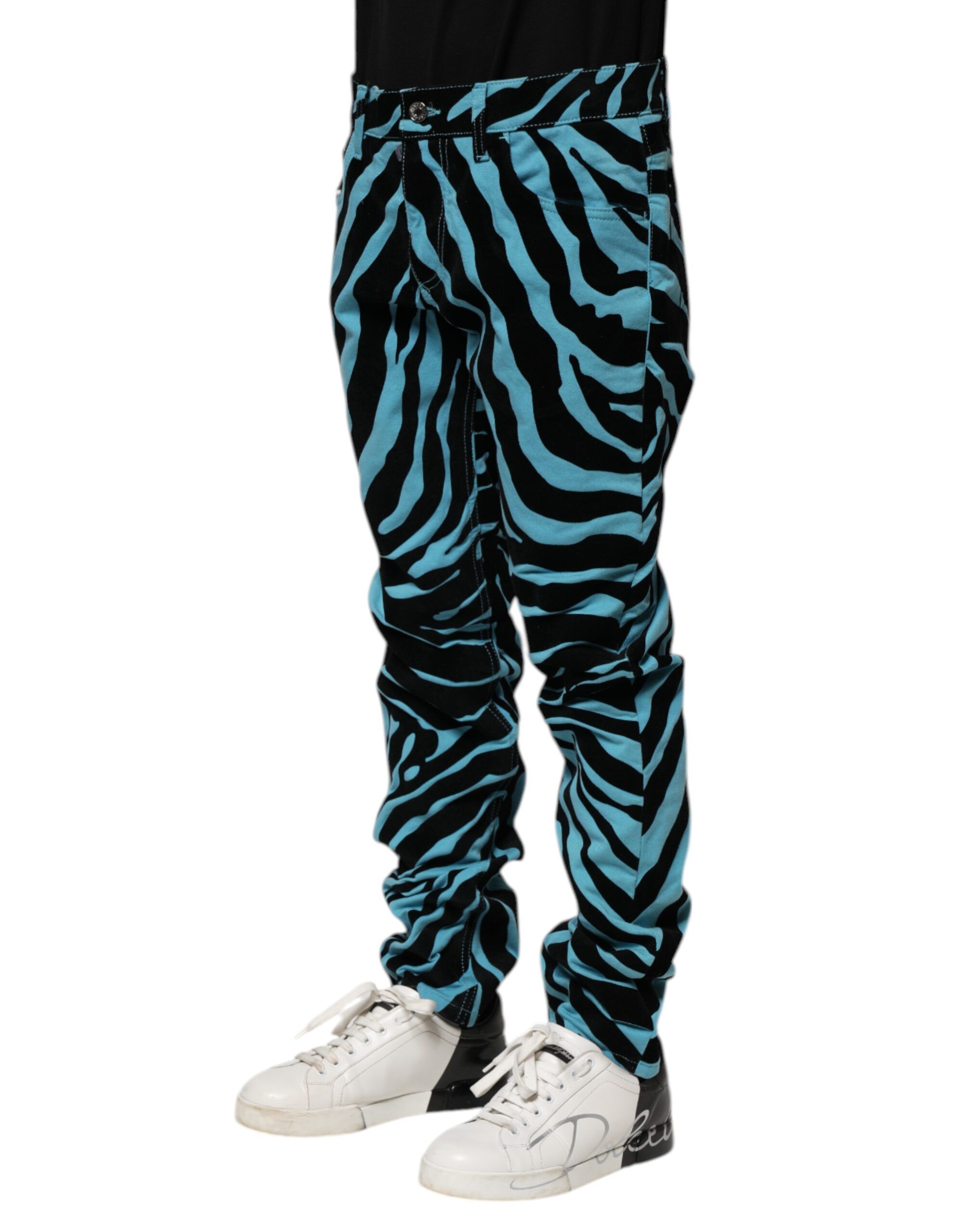 Blue Black Stripes Skinny Denim Men's Jeans - Dolce & Gabbana - Modalova