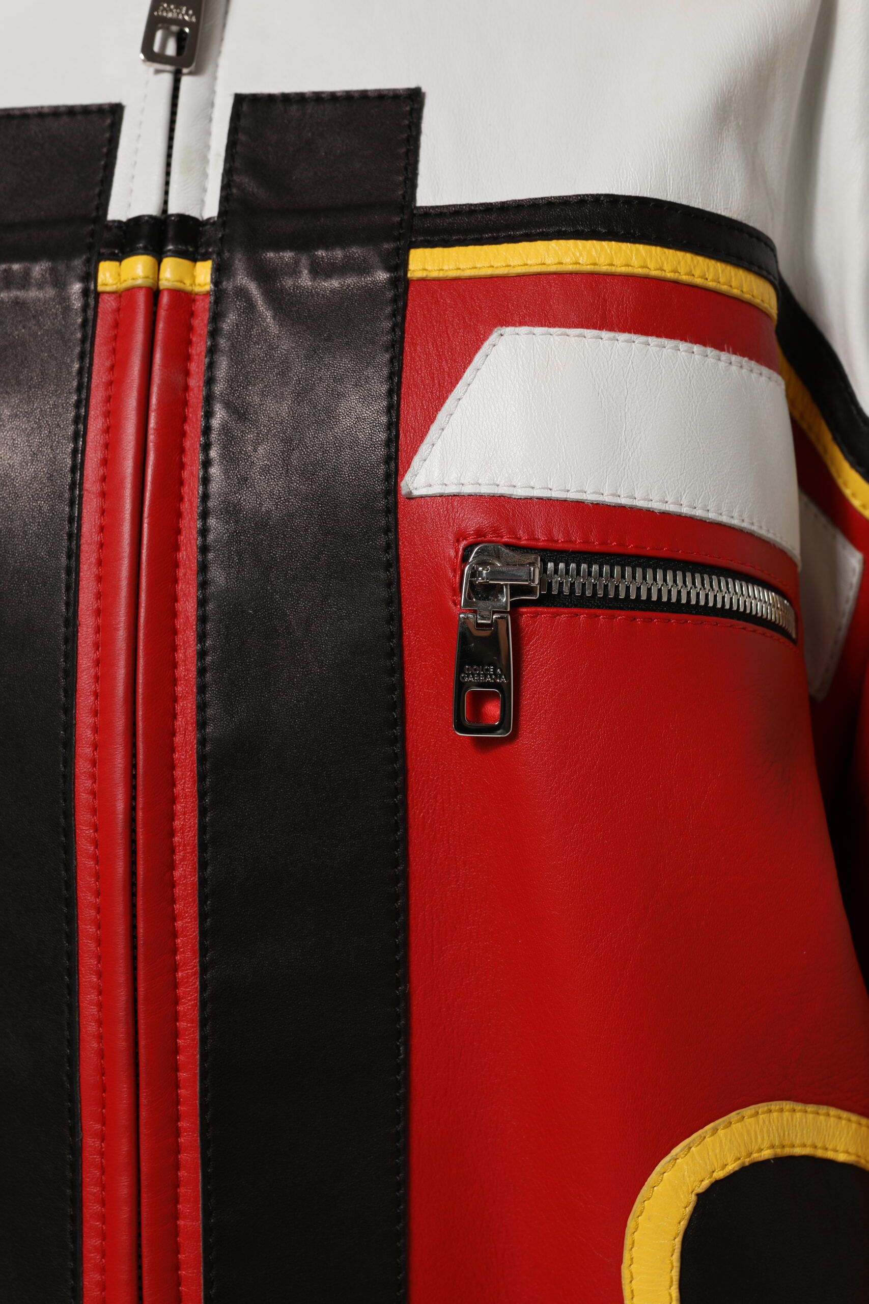 Leather Biker Full Zip Coat Women's Jacket - Dolce & Gabbana - Modalova