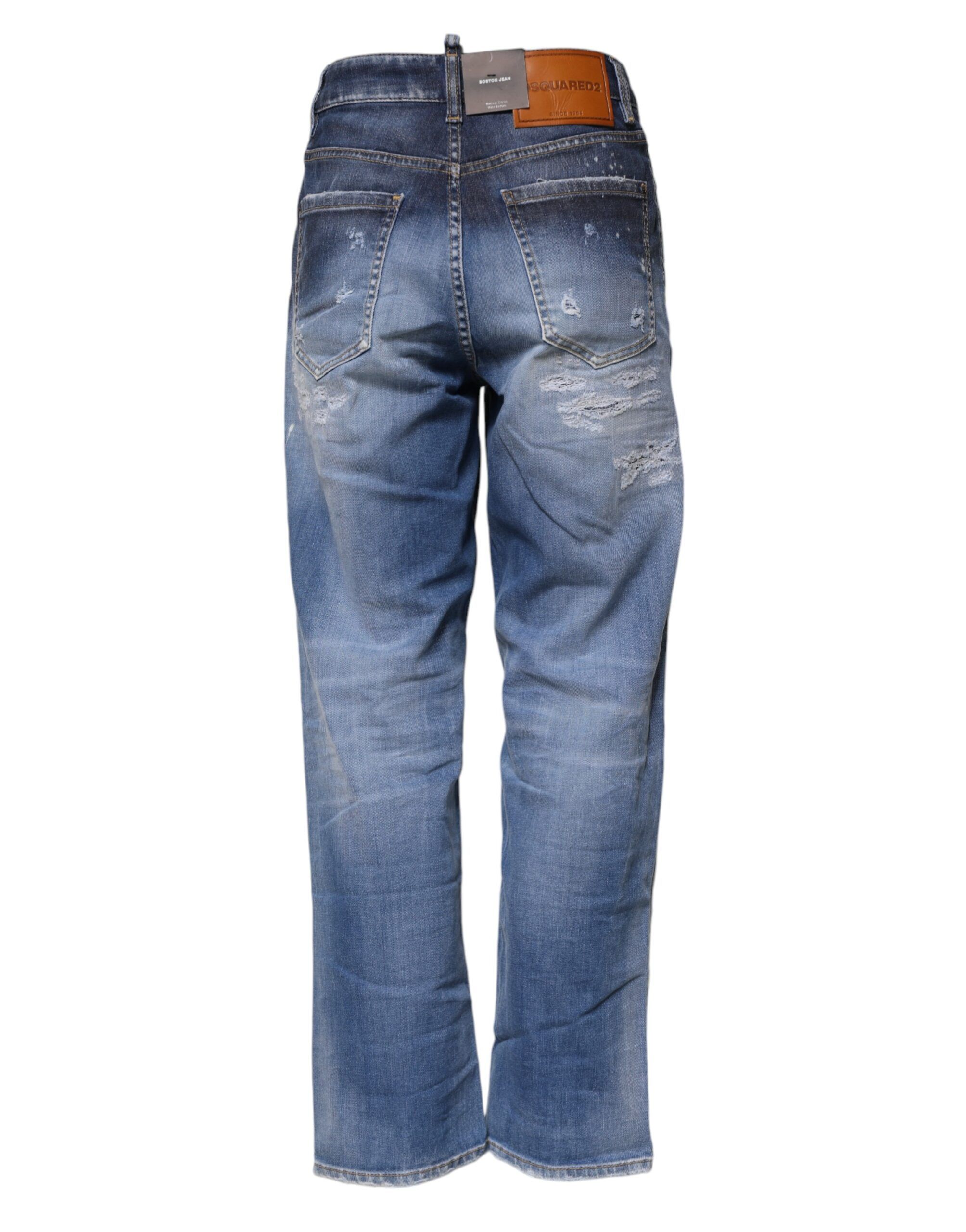 Tattered Cotton Mid Waist Straight Denim Women's Jeans - Dsquared² - Modalova