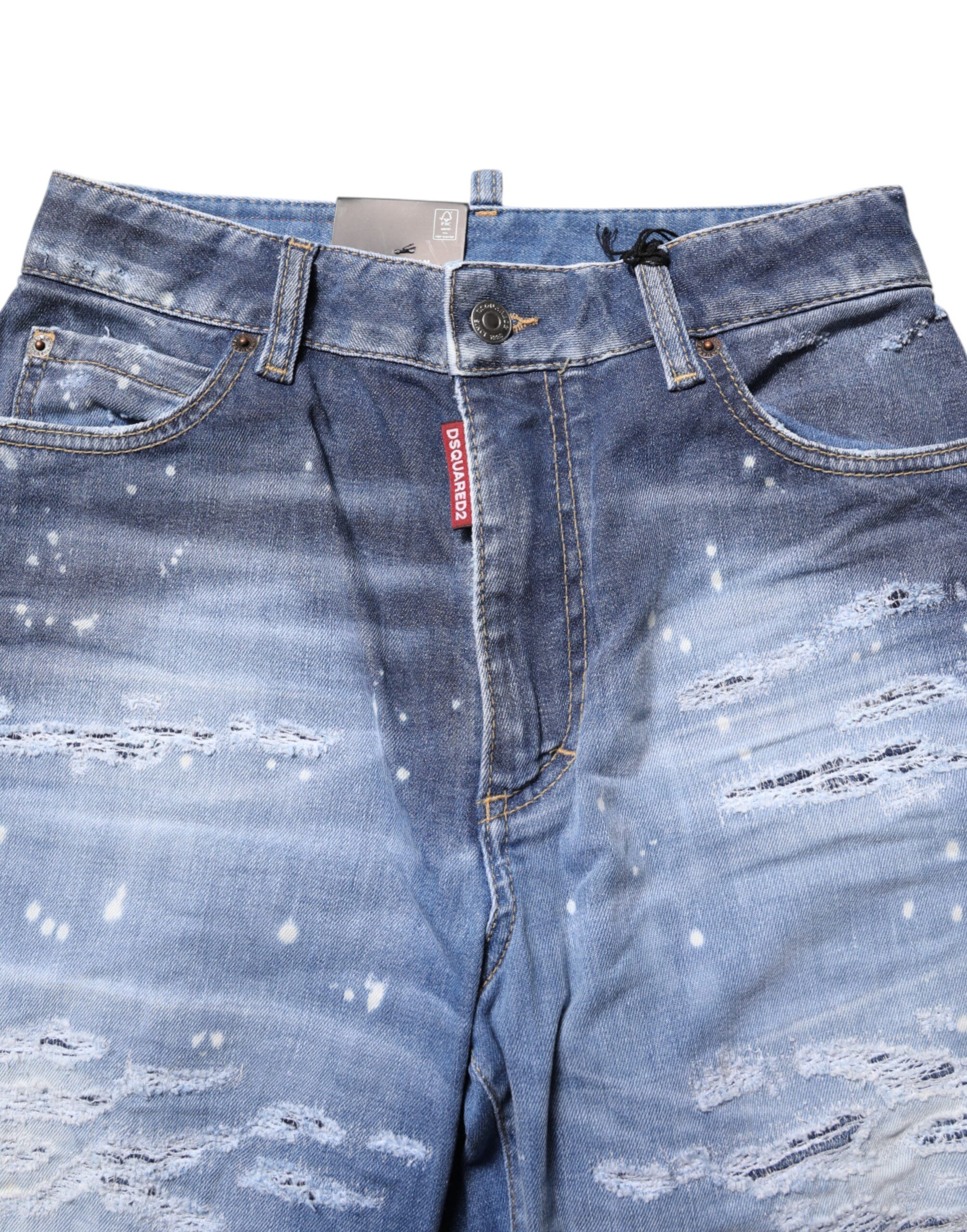 Tattered Cotton Mid Waist Straight Denim Women's Jeans - Dsquared² - Modalova