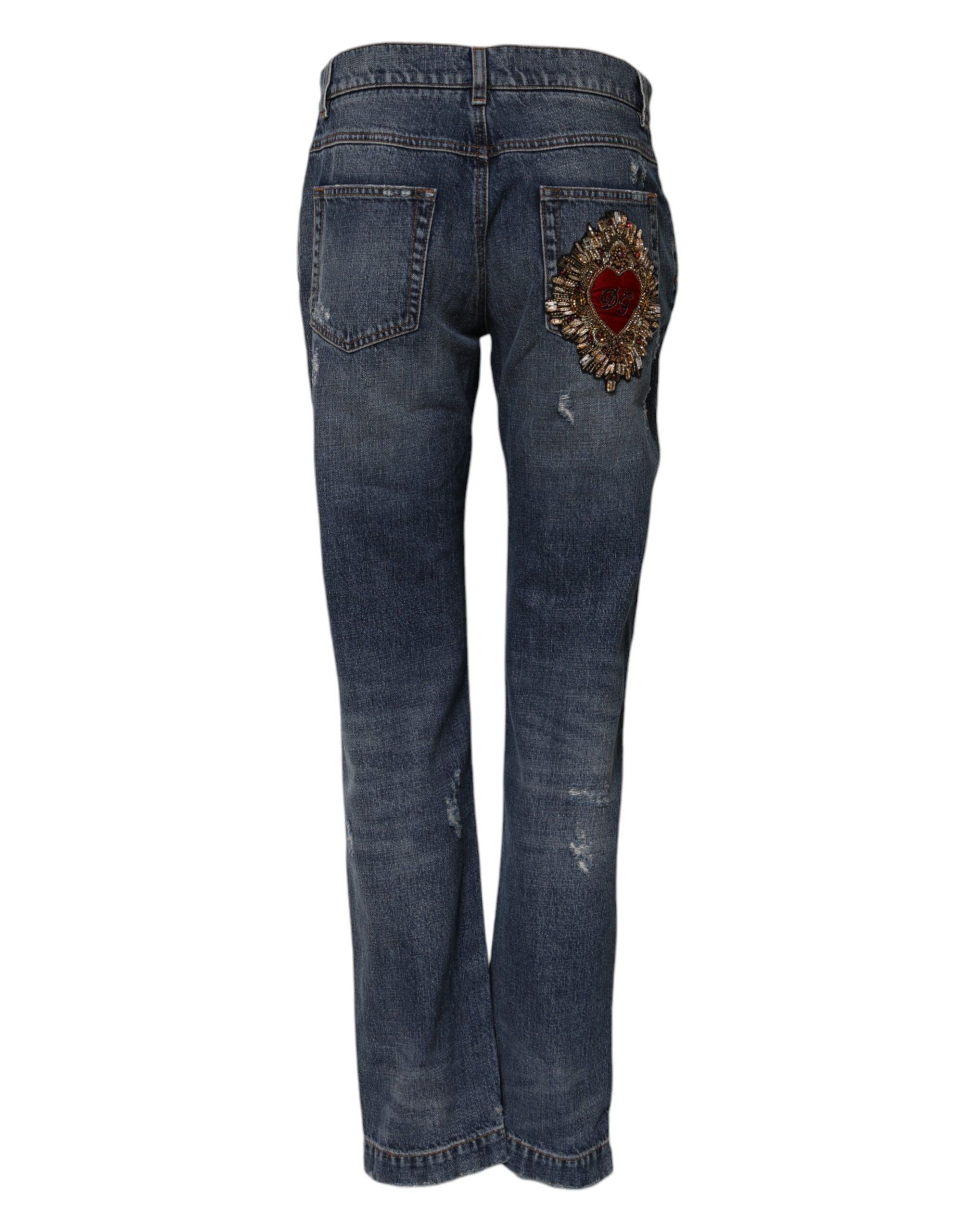 Cotton Tattered Boyfriend Denim Women's Jeans - Dolce & Gabbana - Modalova
