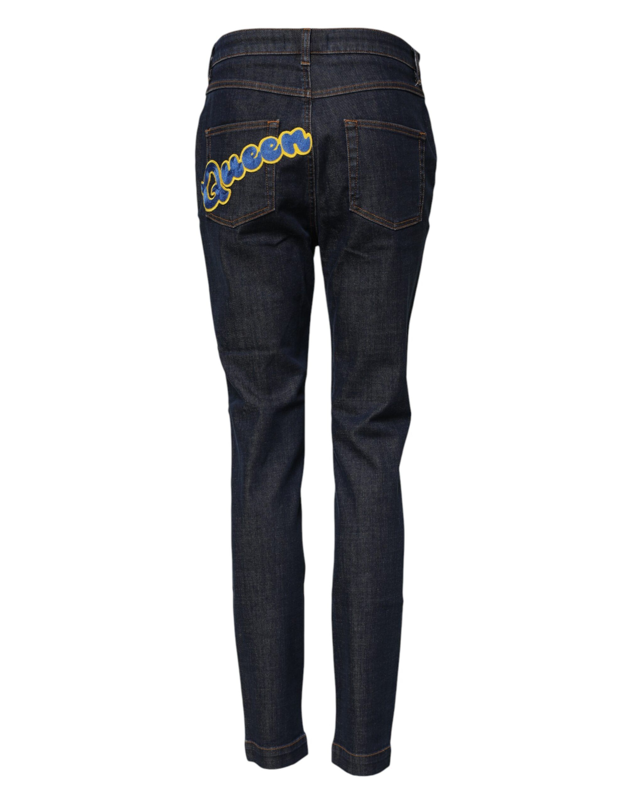 Queen Patch AUDREY Mid Waist Denim Women's Jeans - Dolce & Gabbana - Modalova