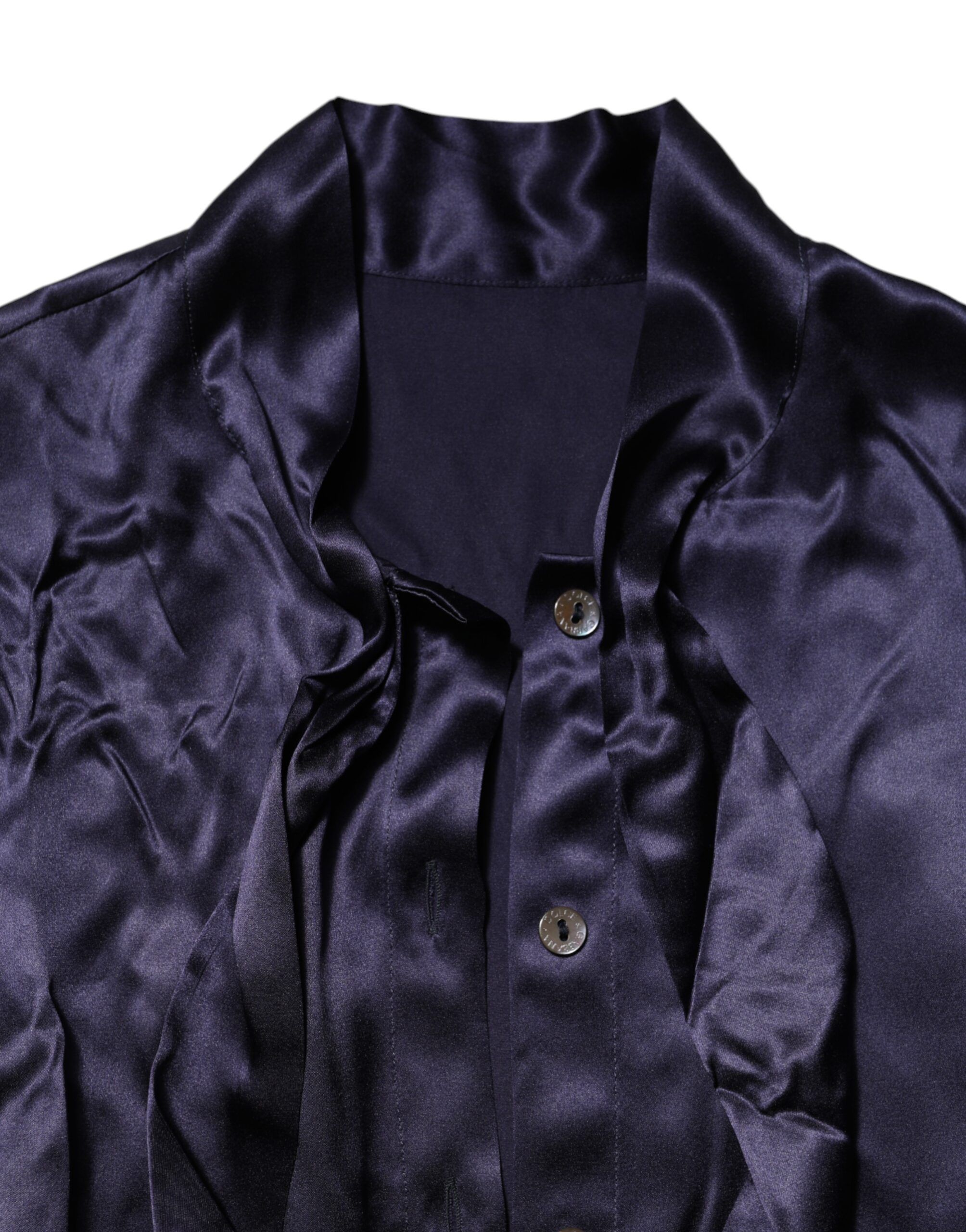 Dark Silk Ascot Collared Blouse Women's Top (Pre-Owned) - Dolce & Gabbana - Modalova