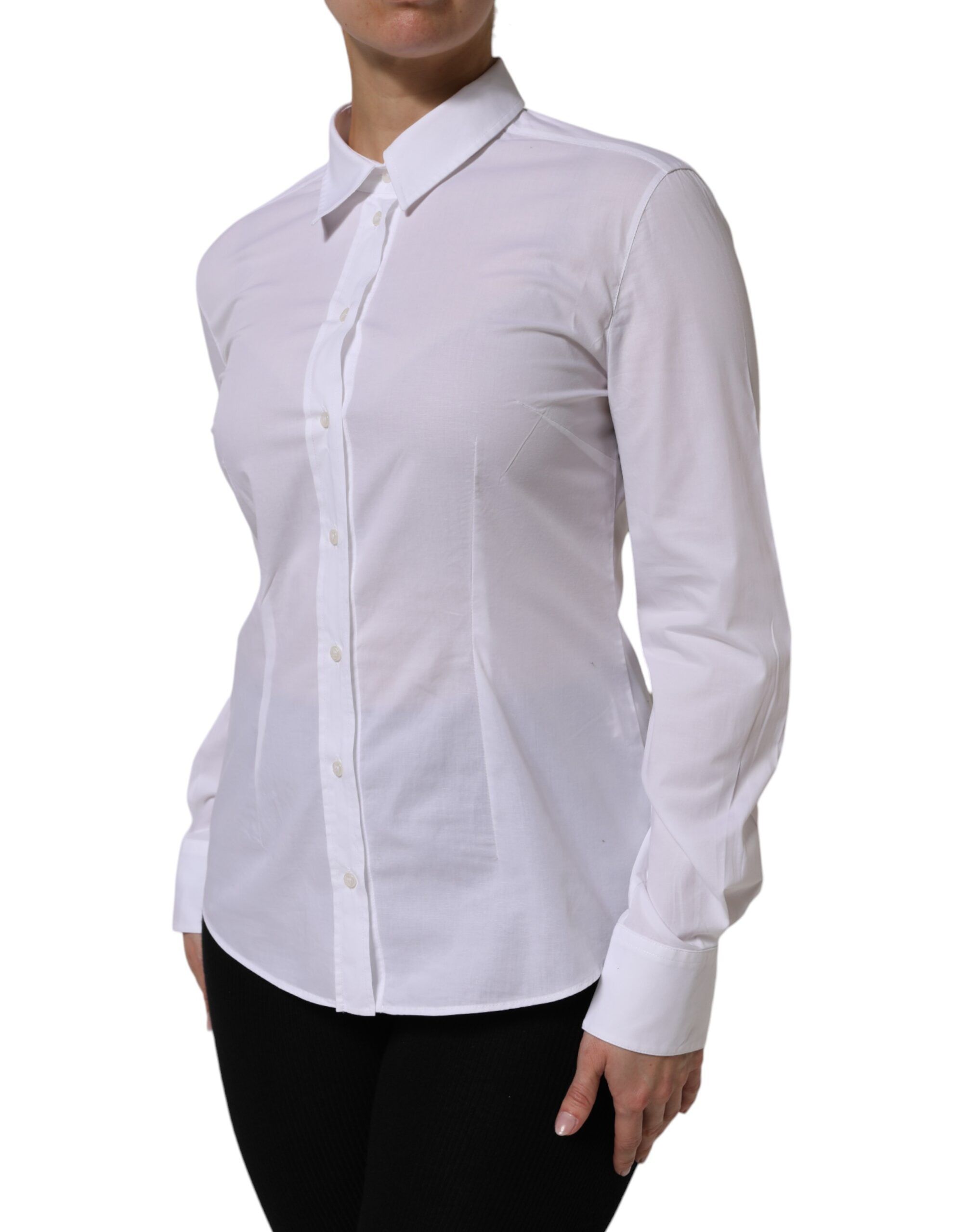Cotton Long Sleeves Collared Top Women's Shirt - Dolce & Gabbana - Modalova